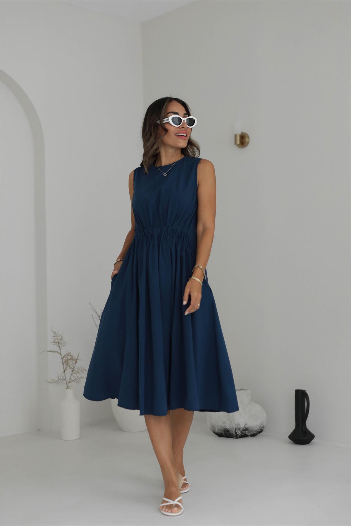 1620 Önden Büzgü Detaylı Elbise