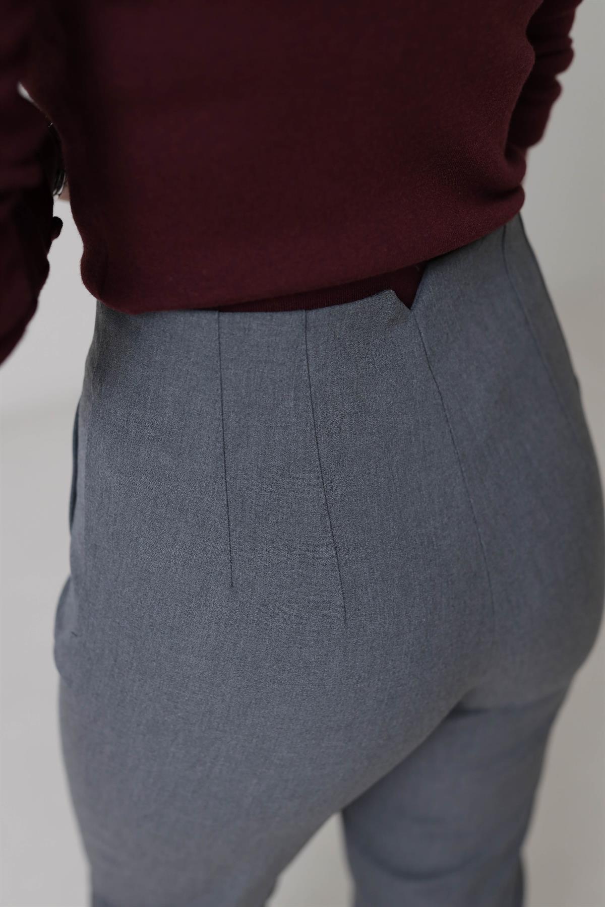 U5113-K Önü Flotalı Kumaş Pantolon ORTA GRİ