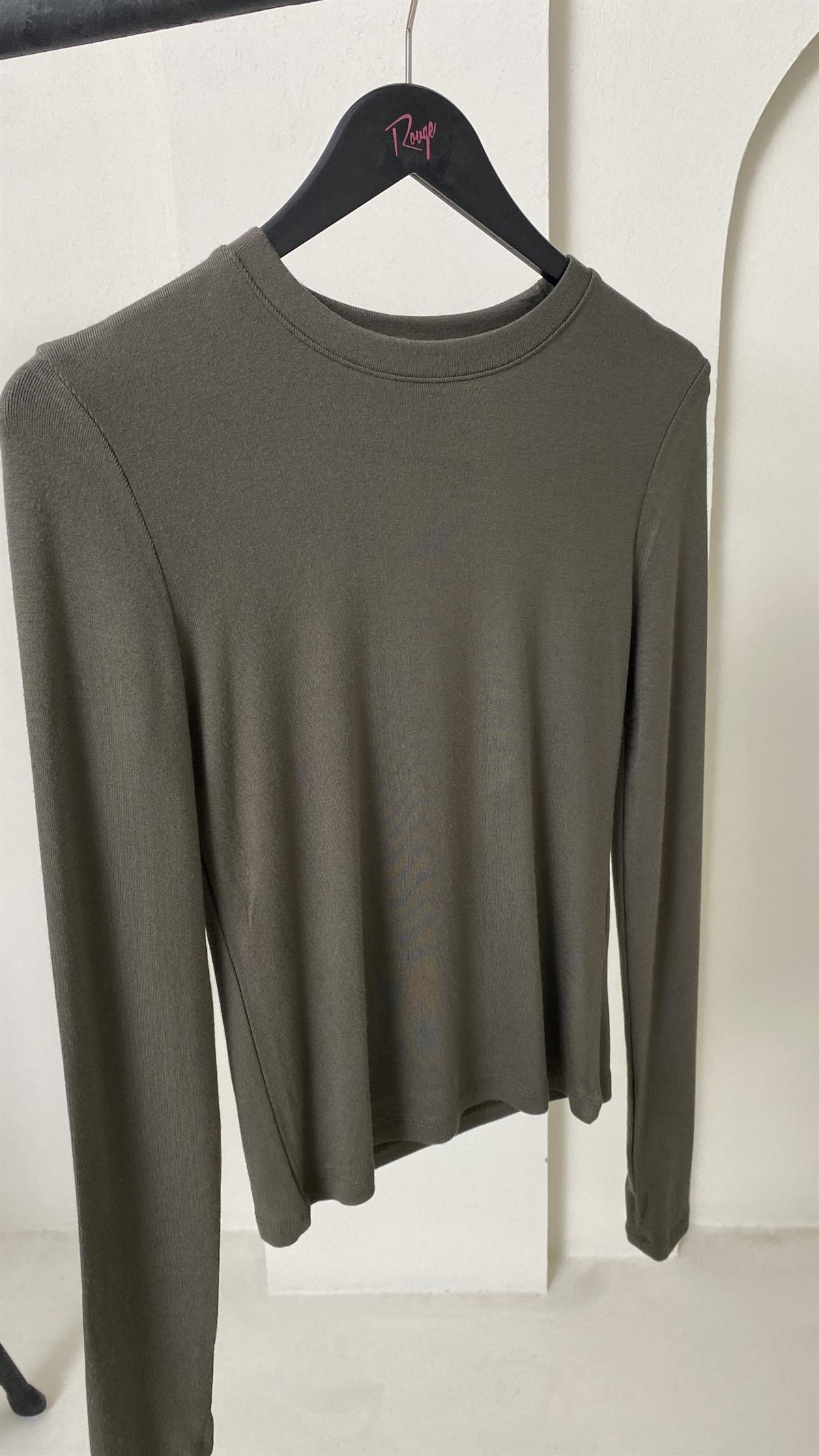 5068 Yumuşak Doku Parmak Geçmeli Bluz HAKİ YEŞİL