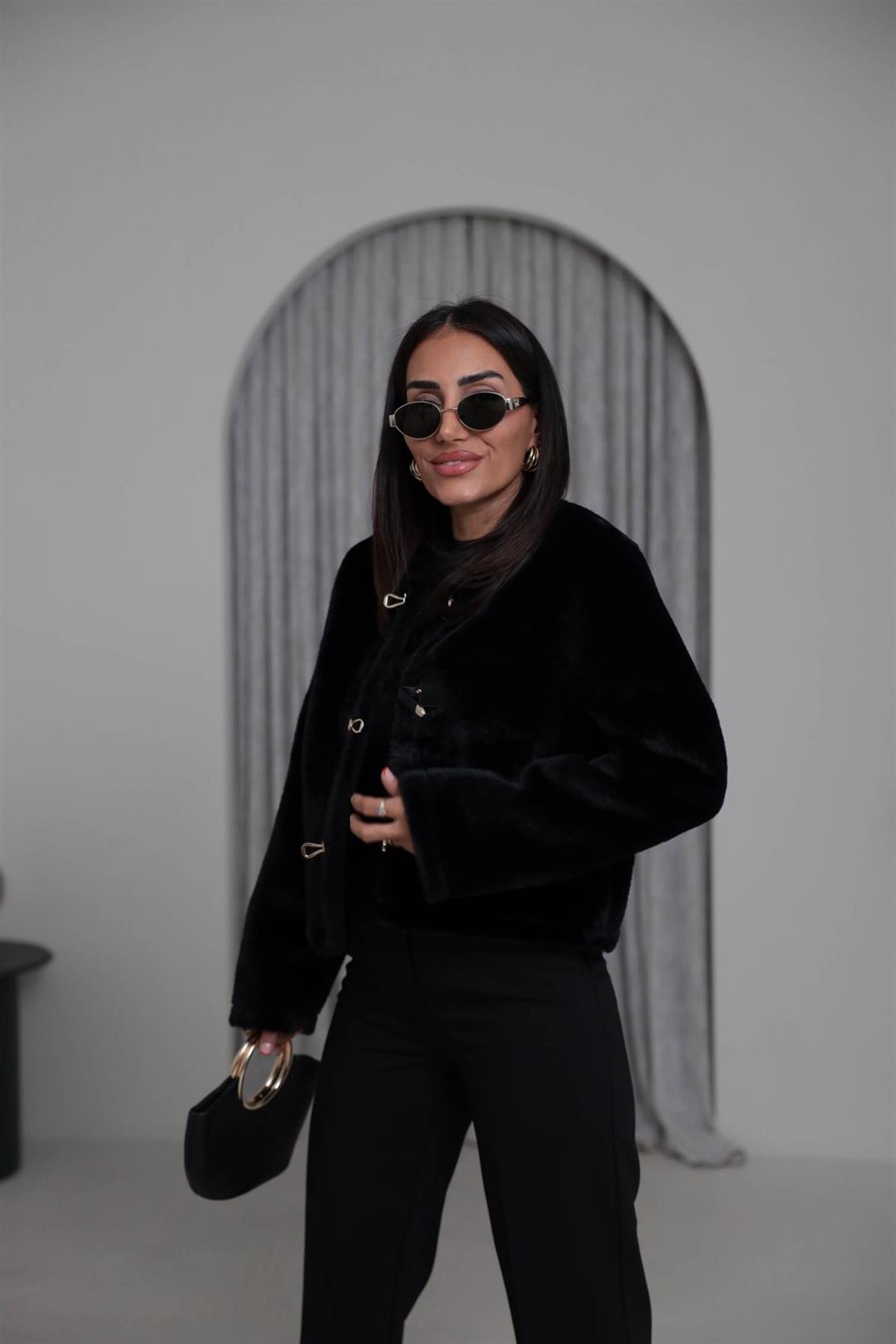 1289 Gold Aksesuar Detaylı Ceket SİYAH