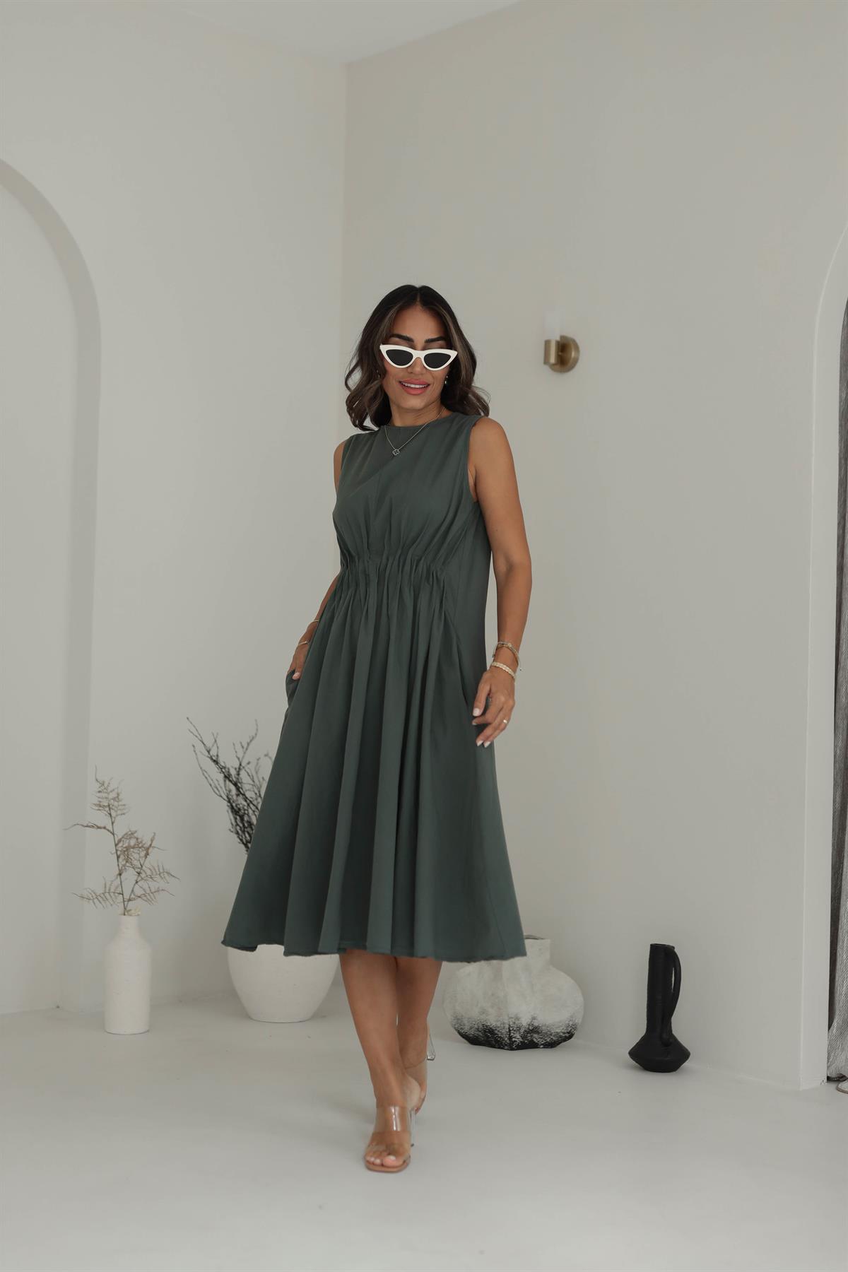 1620 Önden Büzgü Detaylı Elbise