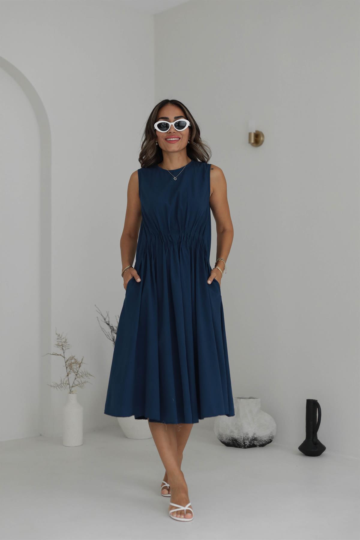 1620 Önden Büzgü Detaylı Elbise