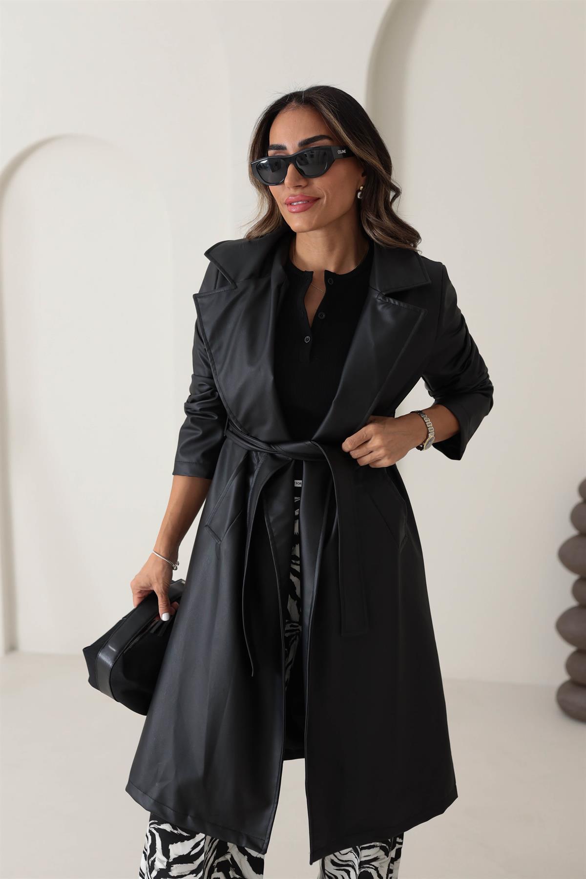 3008 Suni Deri Trenchcoat