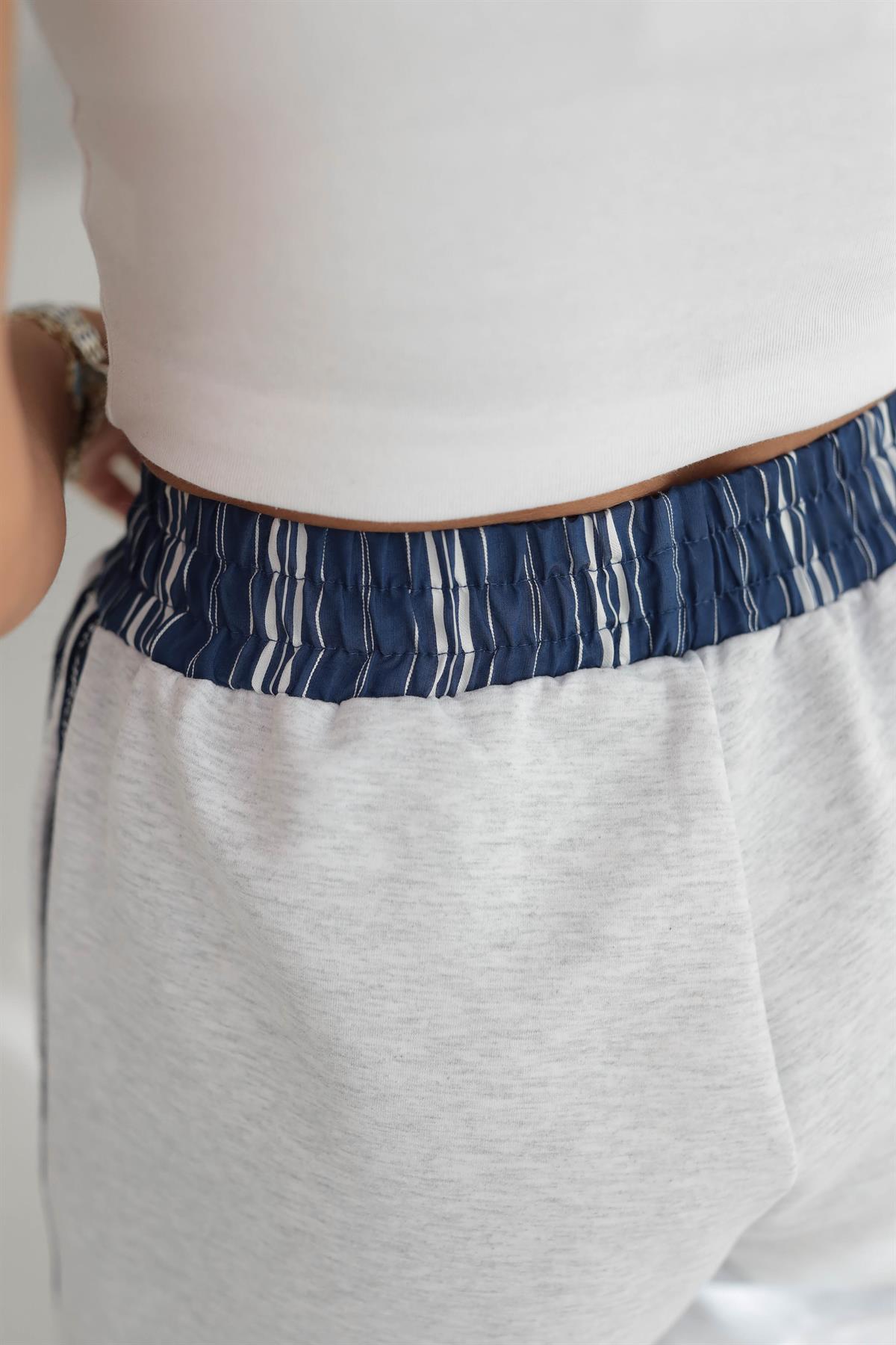 0811 Şerit Detaylı Sweat Pantolon GRİ