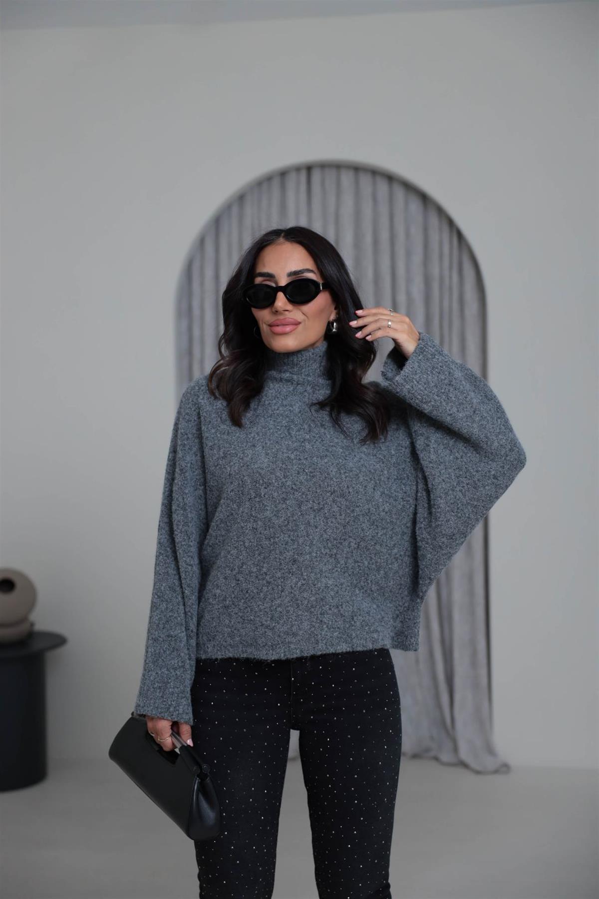 0817  Yarasa Kol Yarım Balıkçı Kazak ANTRASİT