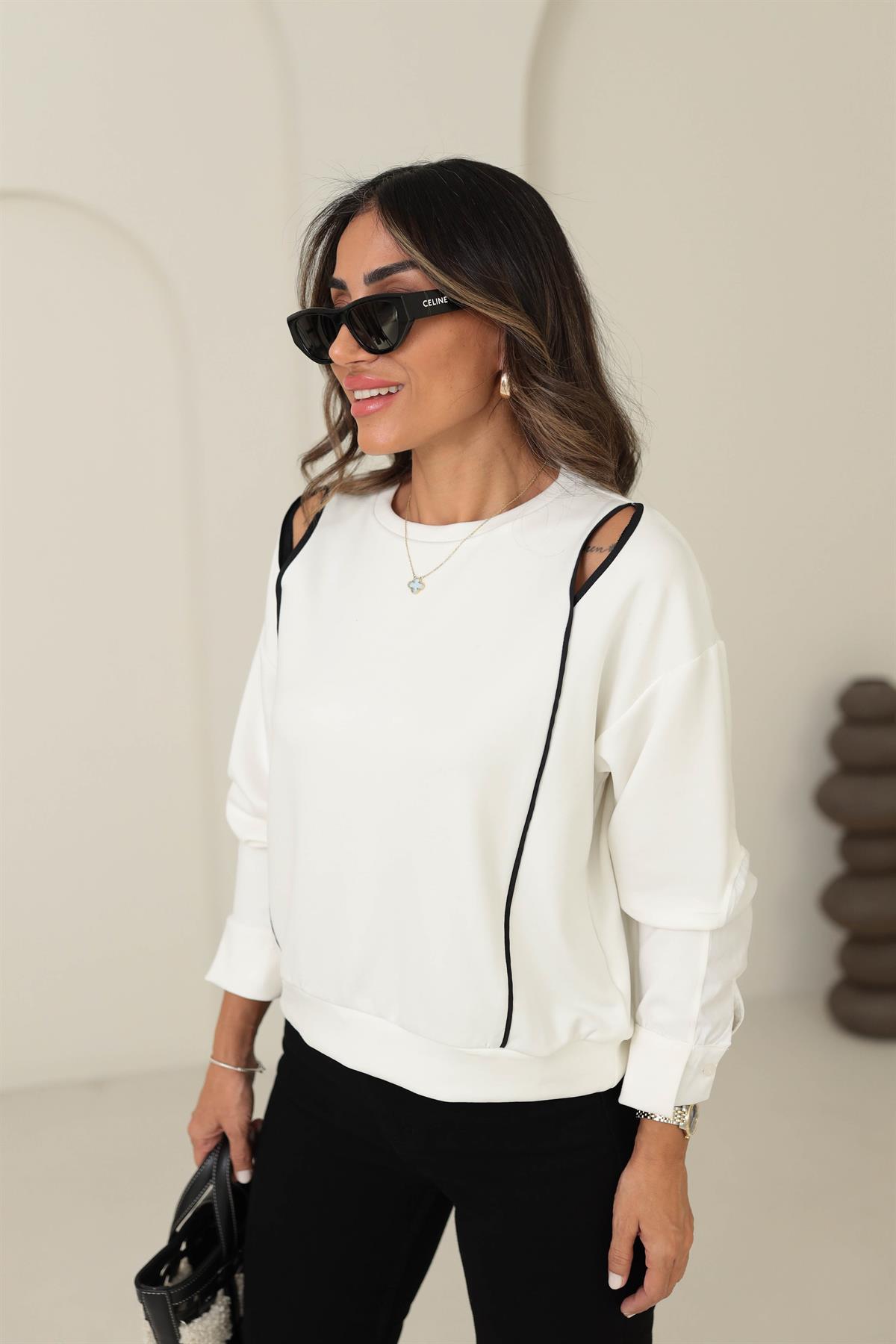 2963 Omzu Pencere Detaylı Modal Sweatshirt