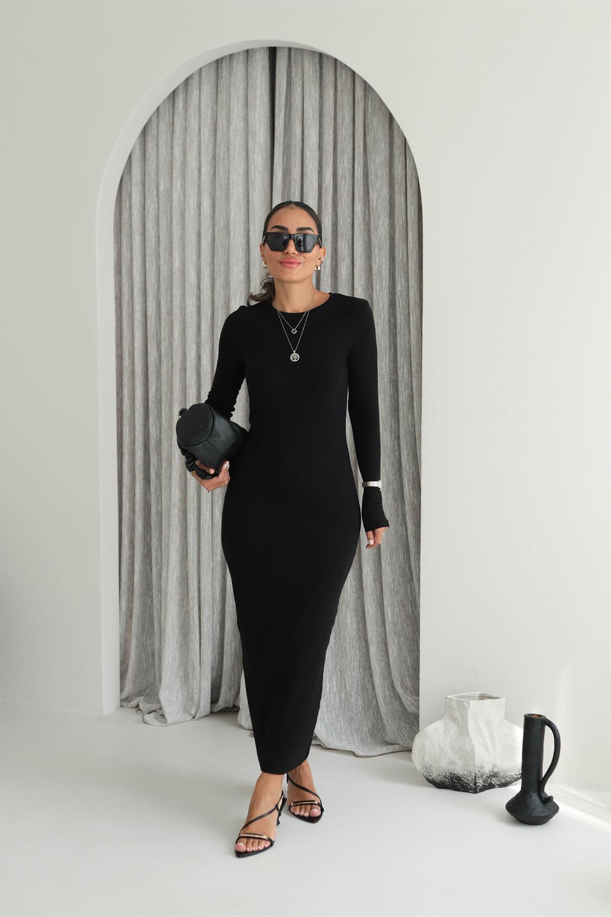 2719 Kaşkorse Elbise SİYAH