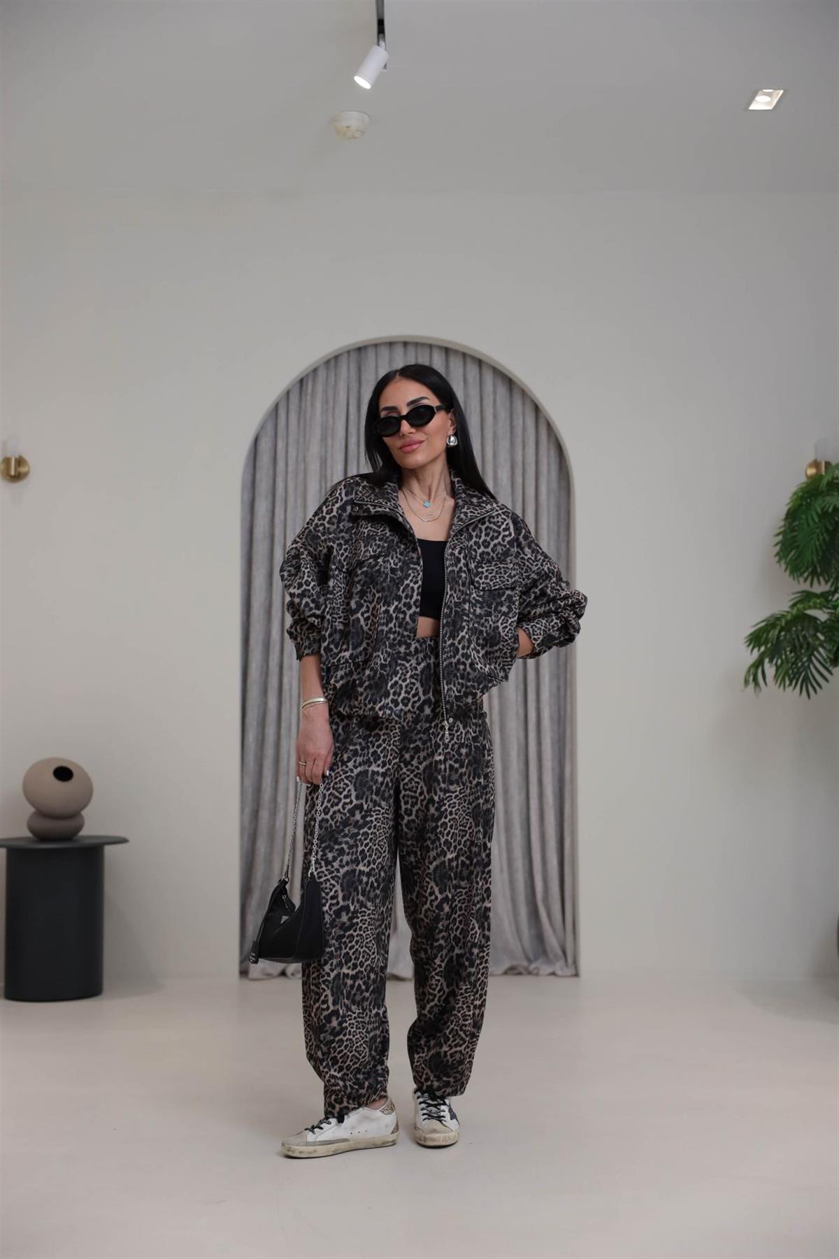 Cepli Fermuarlı Simli Tok Scuba Takım LEOPAR