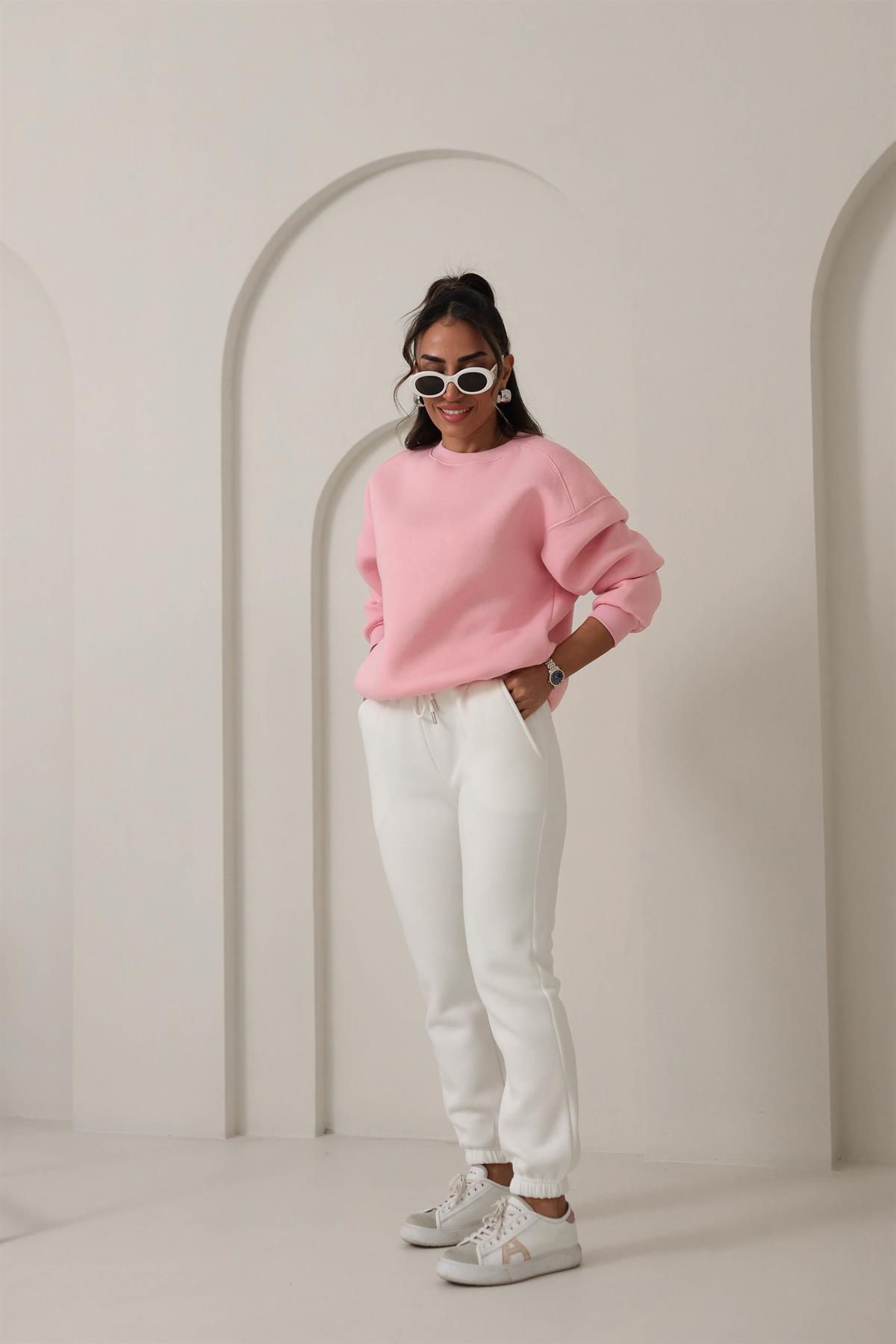 5574 Bel ve Paça Lastikli Eşofman Altı EKRU