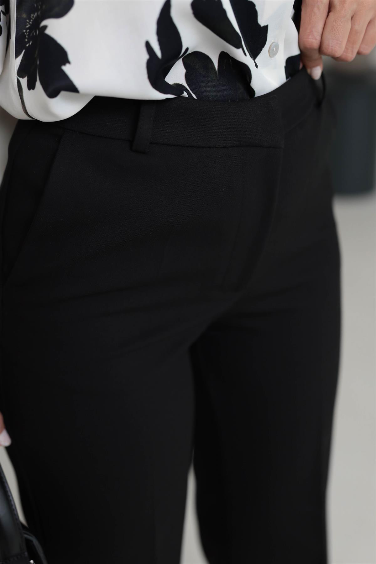 6505 Palazzo Kumaş Pantolon SİYAH