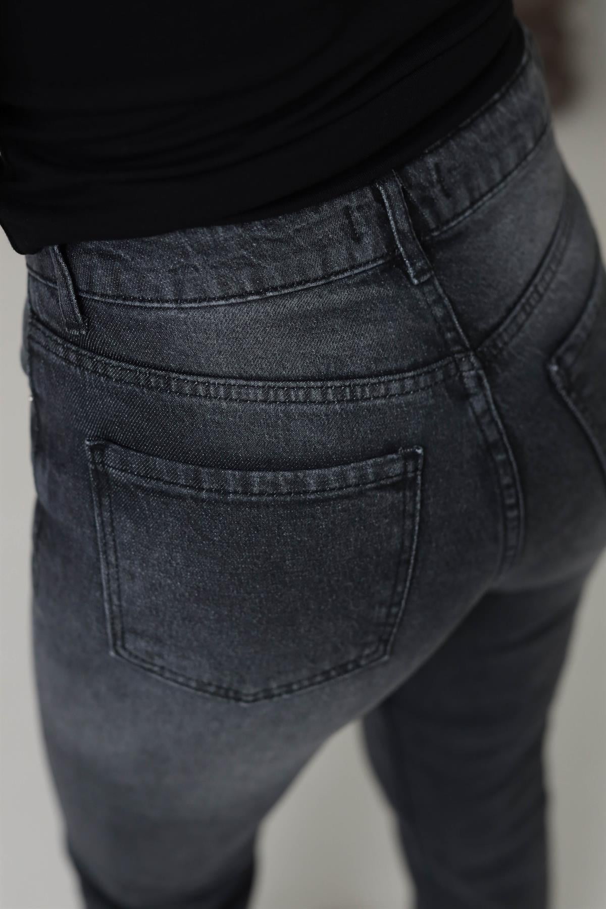 ZA Lazer Kesikli Boyfit Jean ANTRASİT