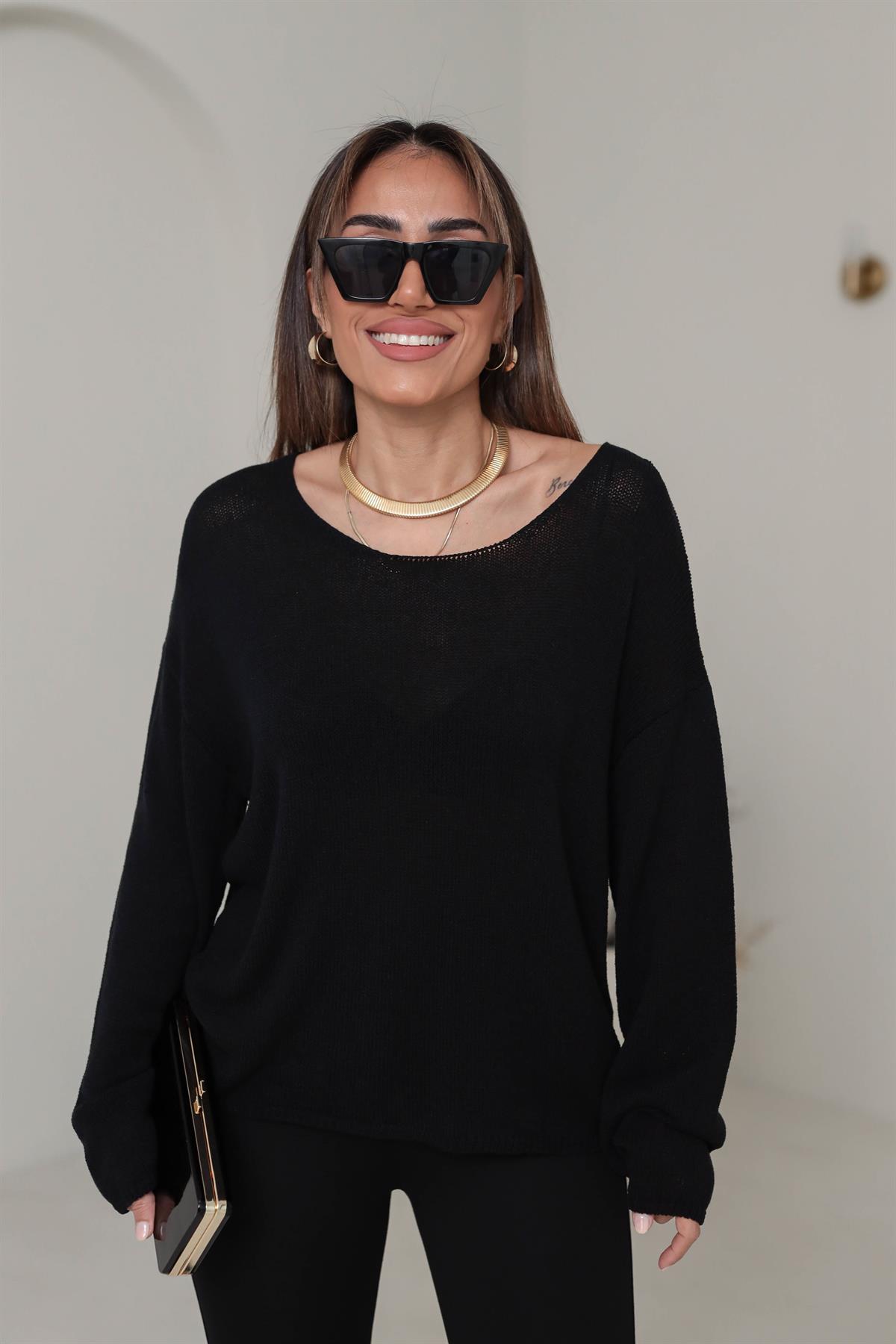 0706 Oval Yaka Basic Triko SİYAH