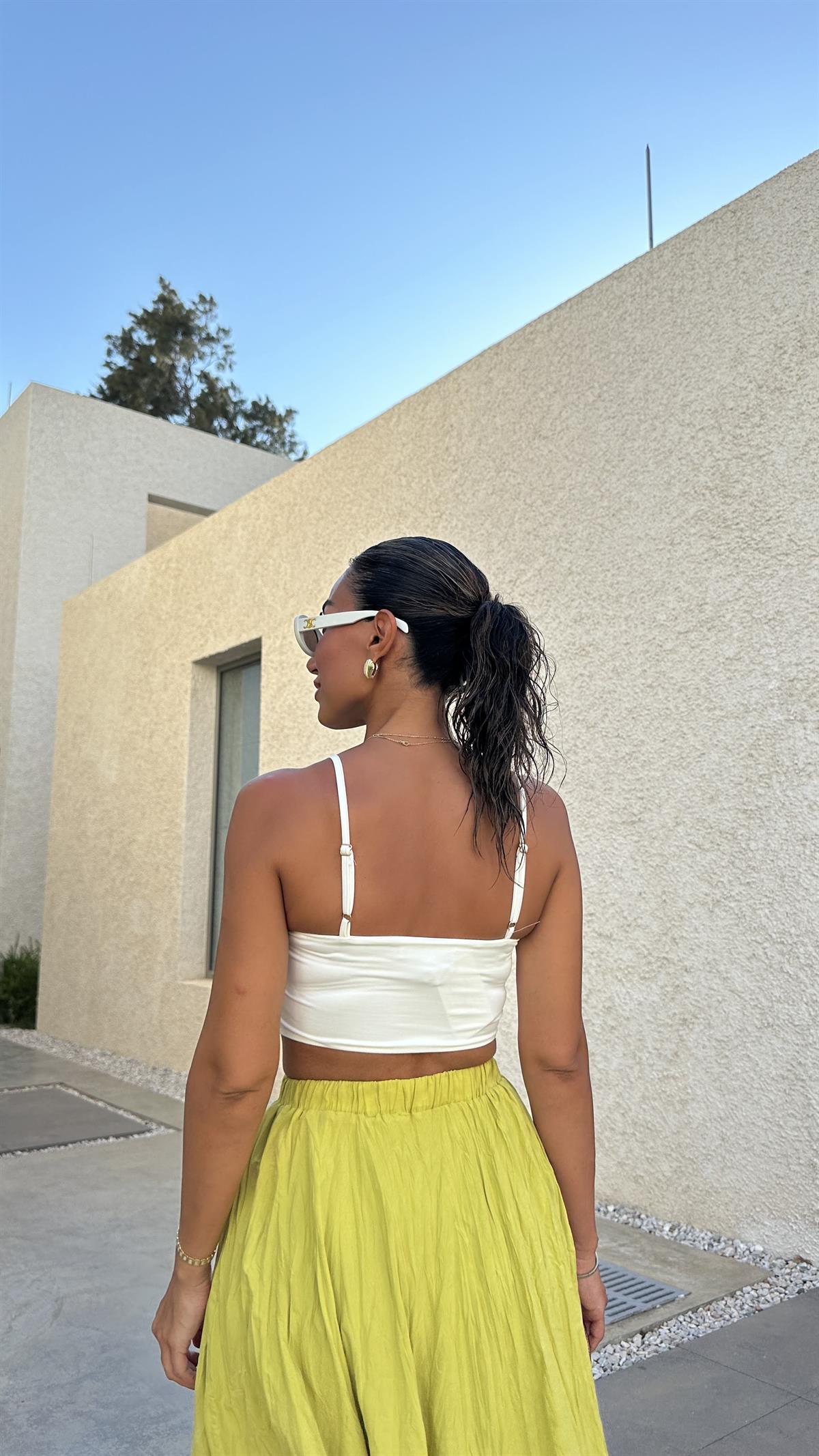 6156 Zincir Detaylı İp Askılı Crop