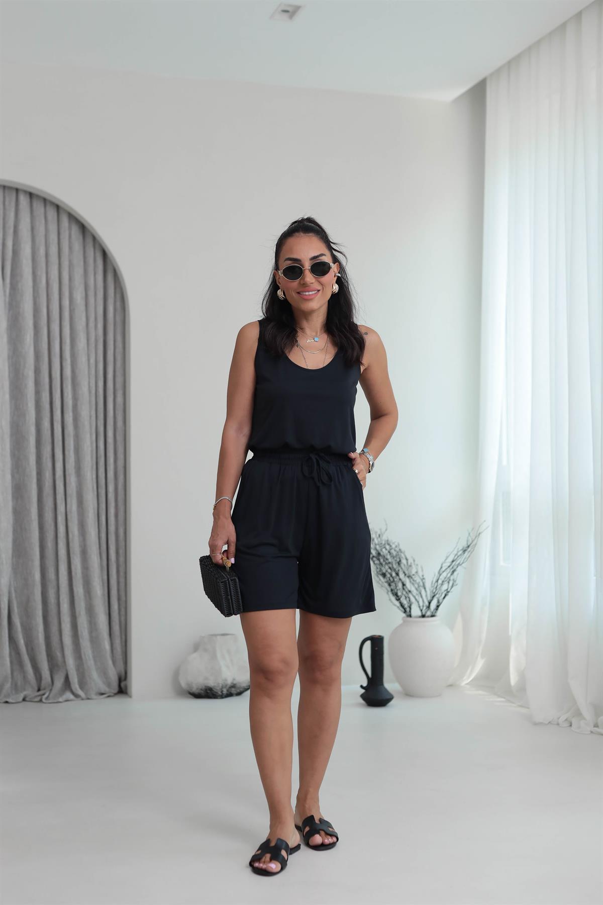 Kalın Askılı Şortlu Modal Takım ANTRASİT