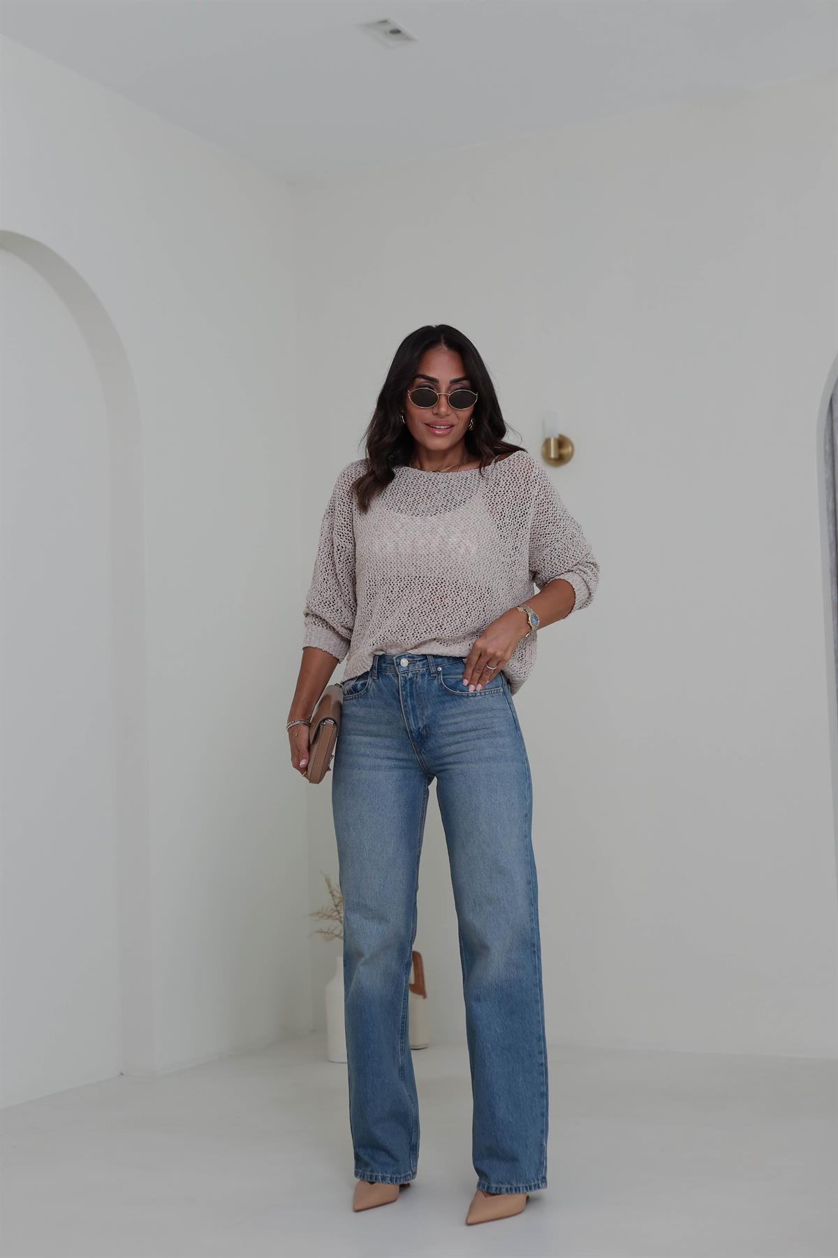 488 Yüksek Bel Wide Leg Jean KOYU MAVİ