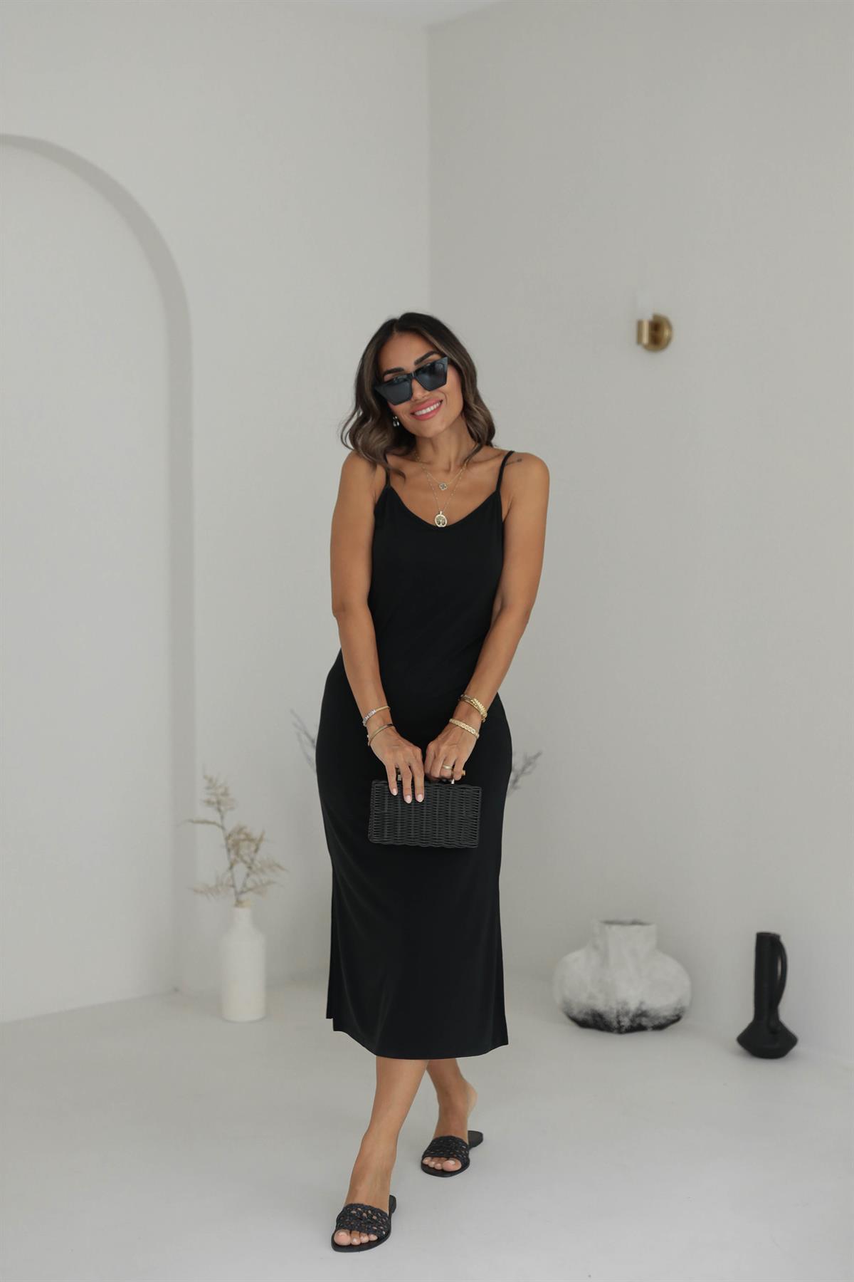 İp Askılı Modal Kumaş Elbise