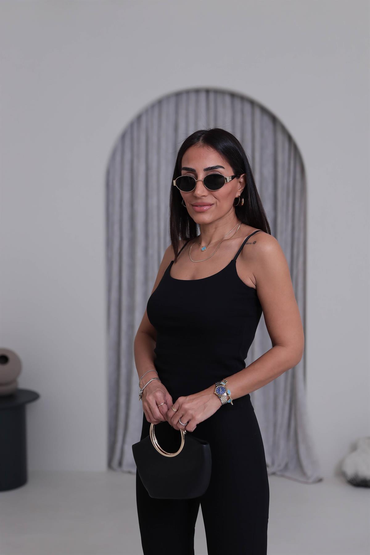 6128 Ayarlanabilir Askılı Pamuklu Atlet SİYAH