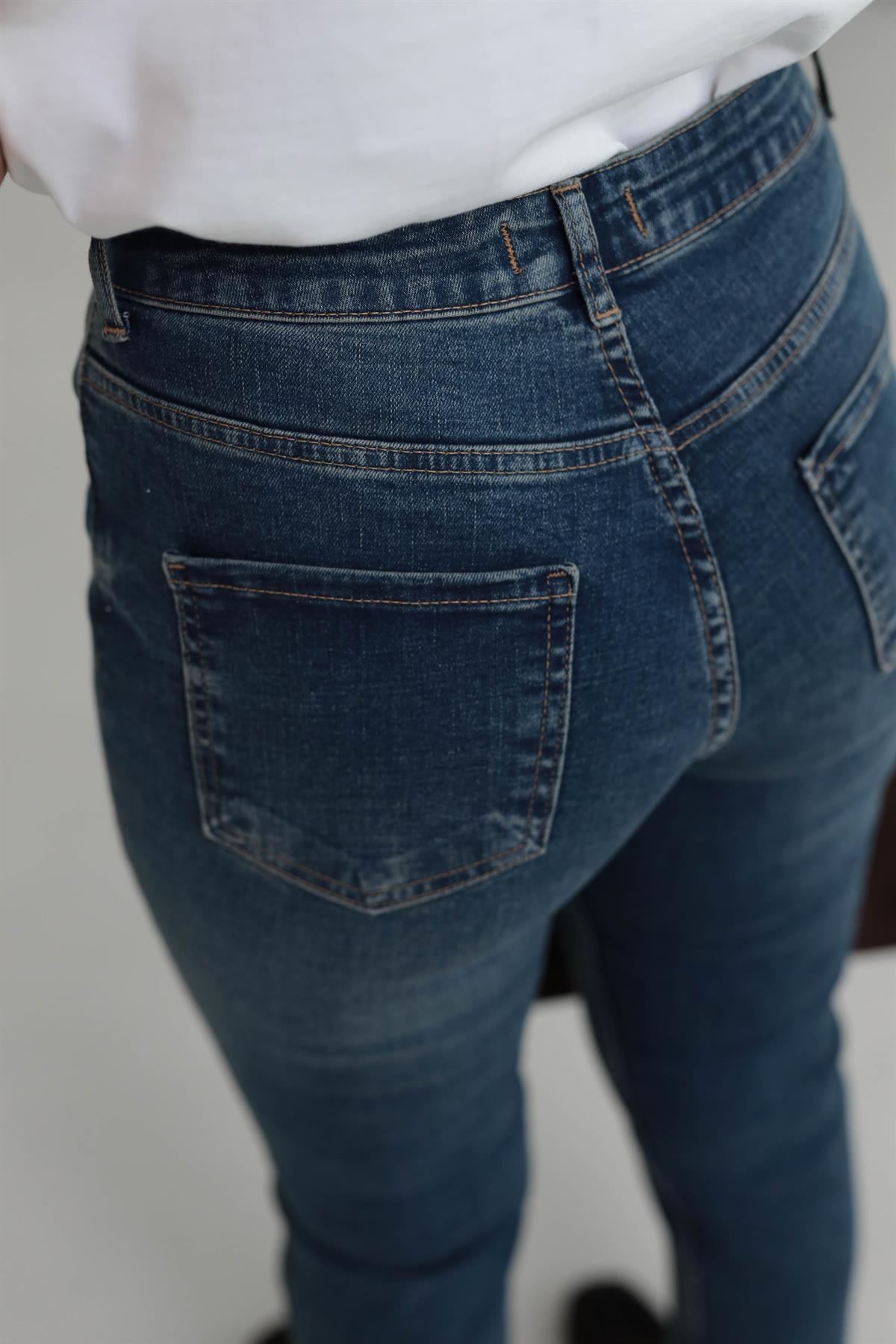 1419 ZA Likralı Mom Jean TİNTLİ MAVİ