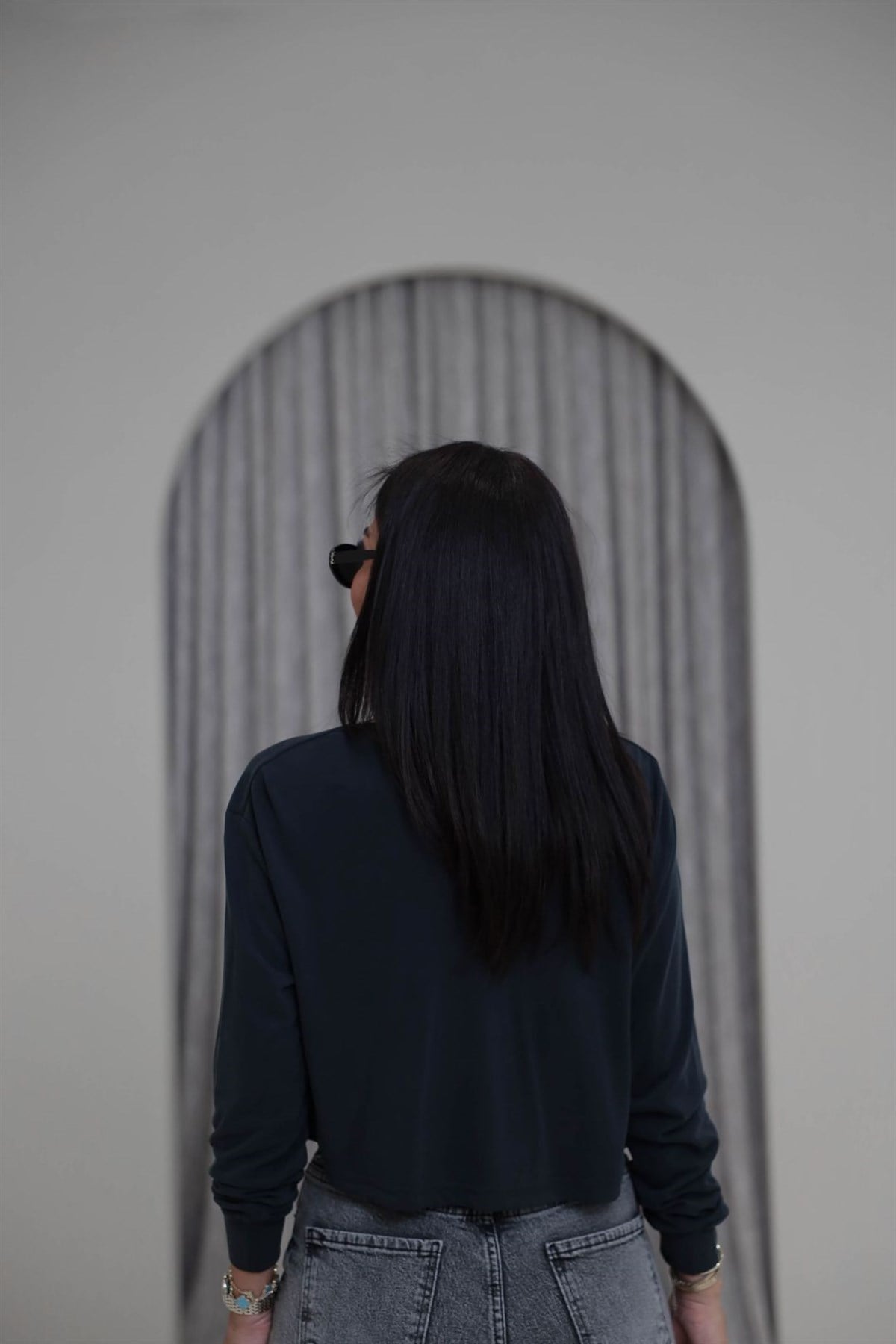 2424 Degaje Yaka Modal Bluz ANTRASİT