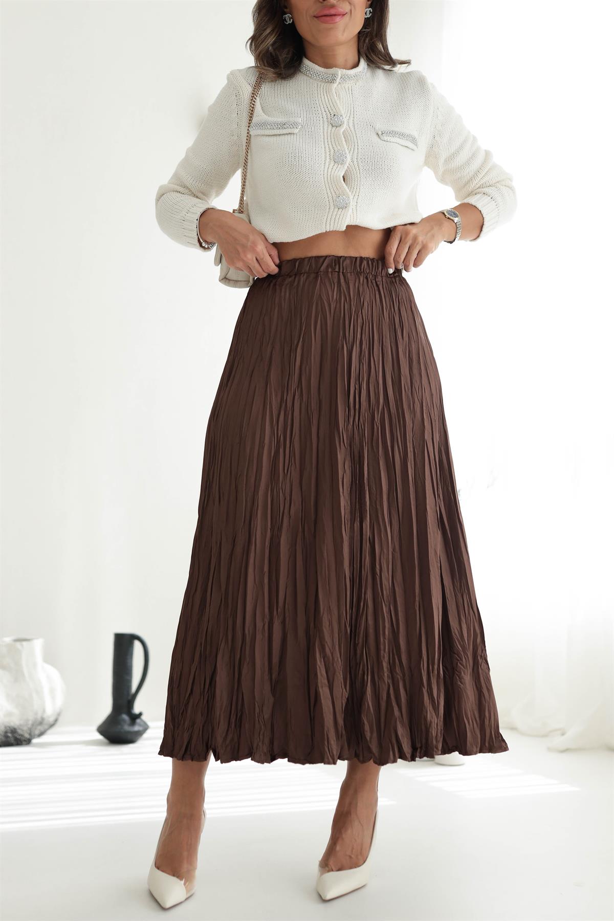 6571 Kraşlı Etek KAHVE