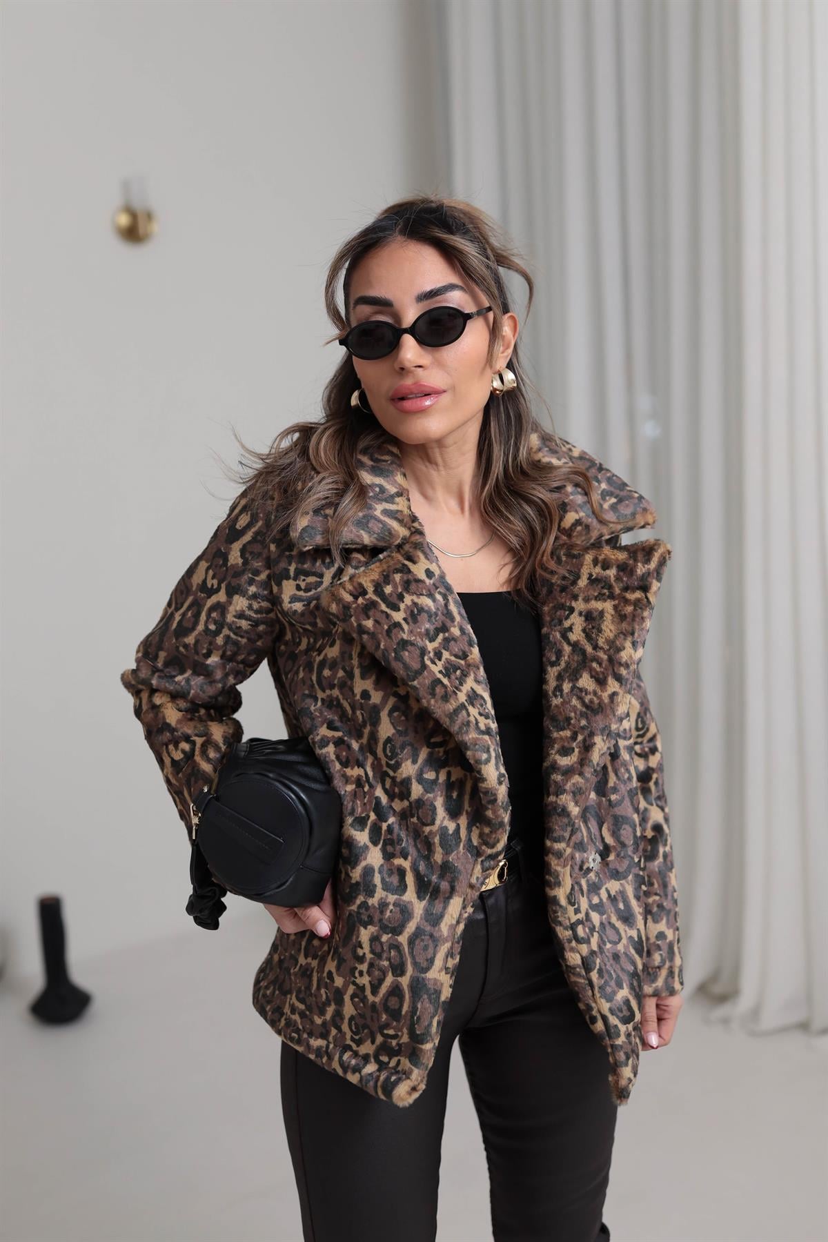 9547 Leopar Yumuşak Kürk Ceket LEOPAR
