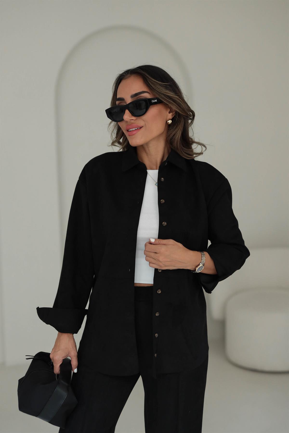 6557 Nubuk Gömlek SİYAH