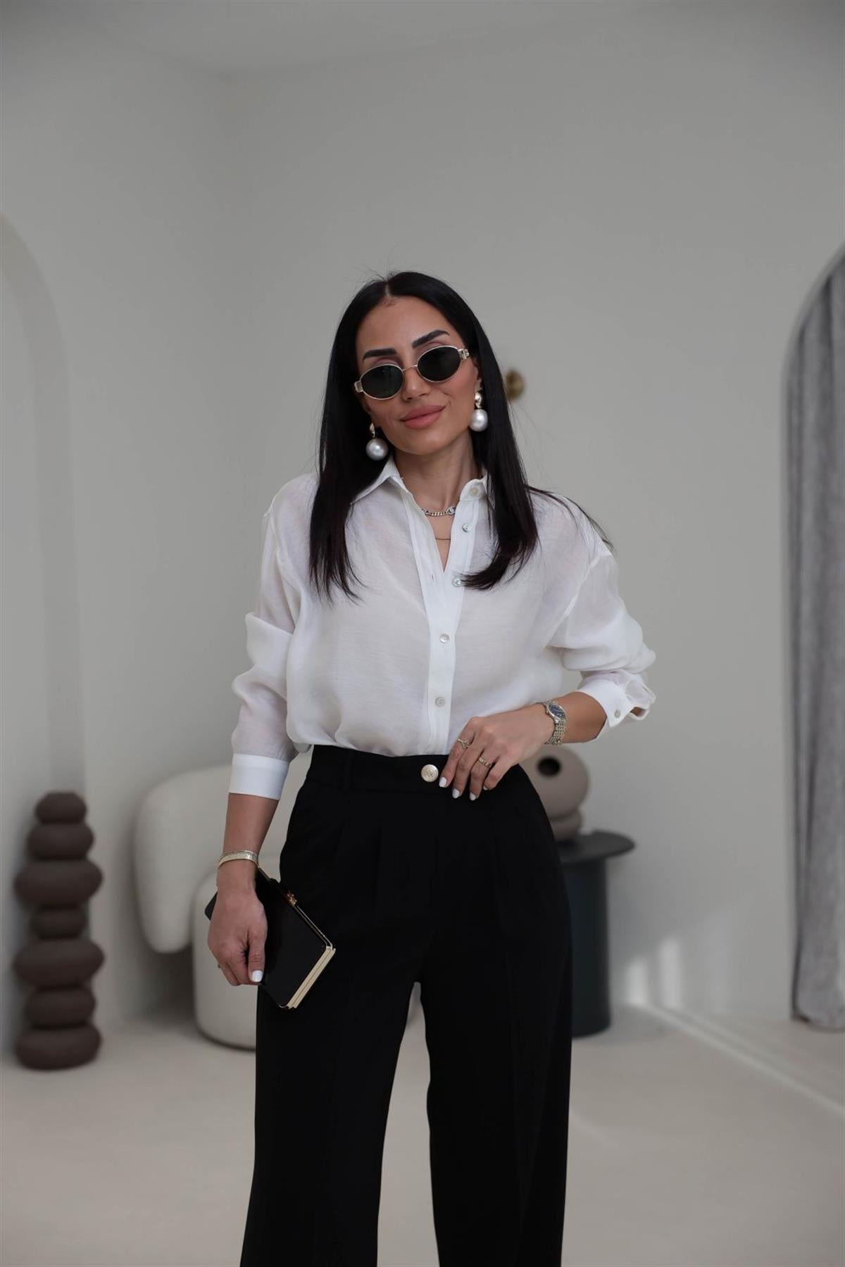 7393 Transparan Gömlek EKRU