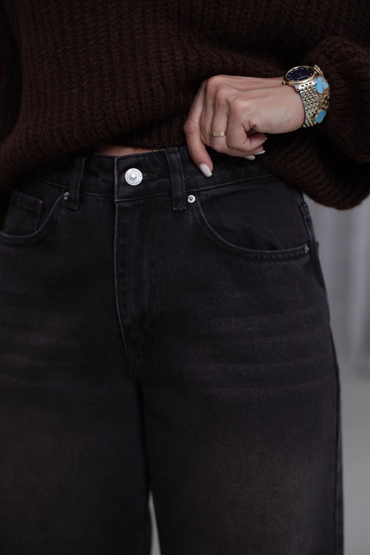 703 Paça Çift Pensli Boyfriend Jean YIKAMALI KAHVE