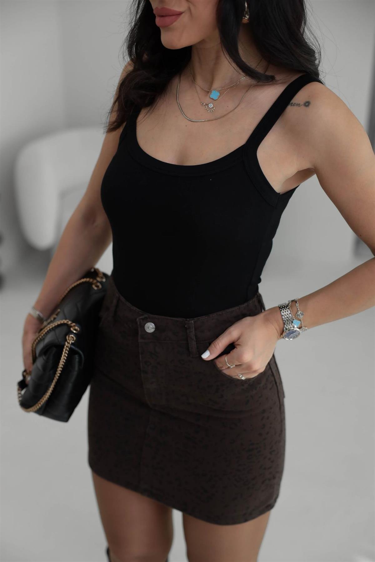 1277 Kalın Askılı Modal Bodysuit SİYAH