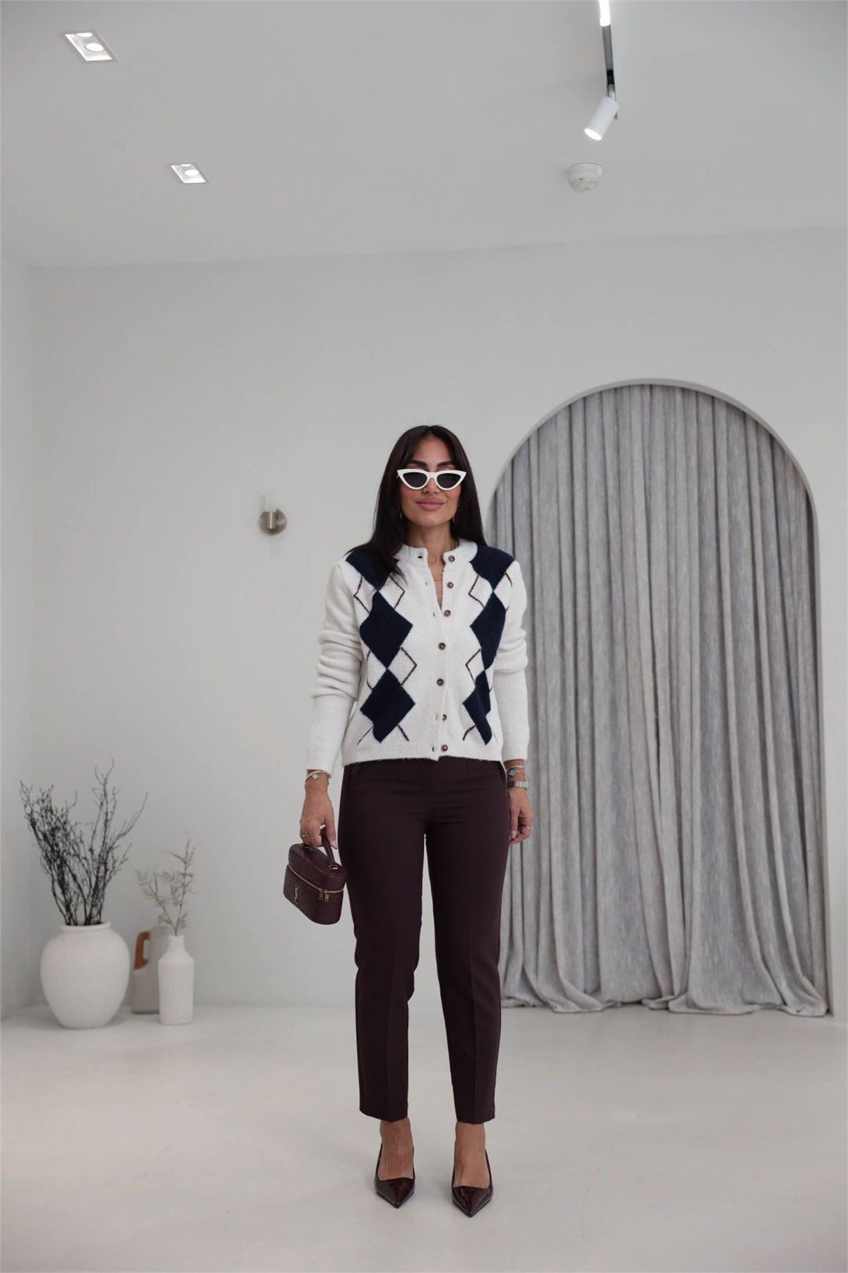 U5113-K Önü Flotalı Kumaş Pantolon MÜRDÜM