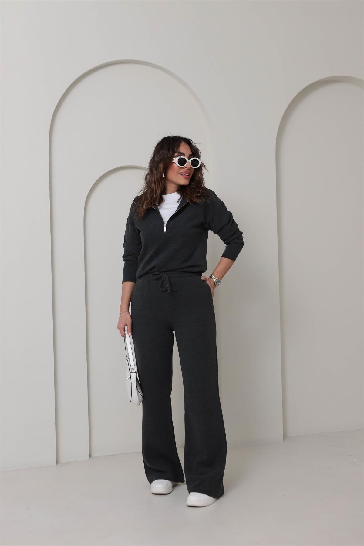 6464 Yarım Fermuarlı Selanik Takım ANTRASİT