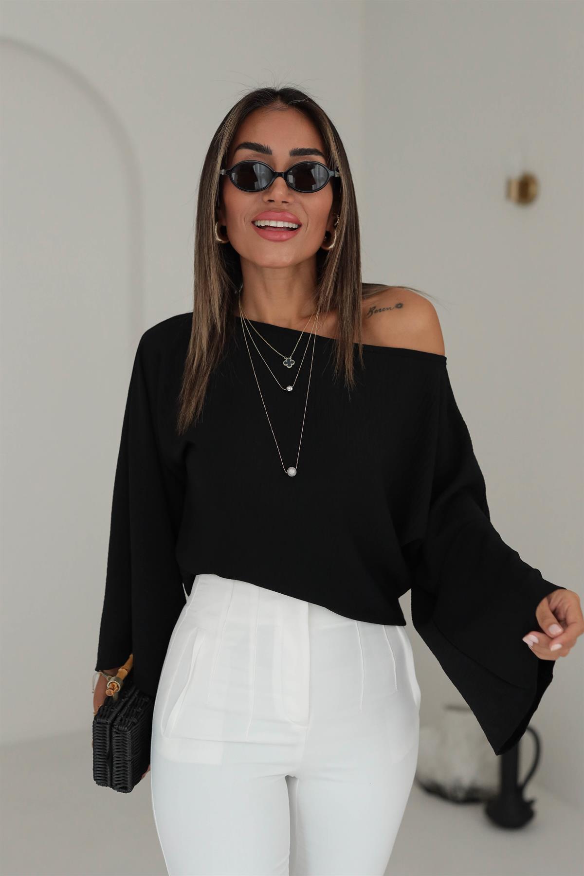 İthal Aerobin Kayık Yaka Bluz