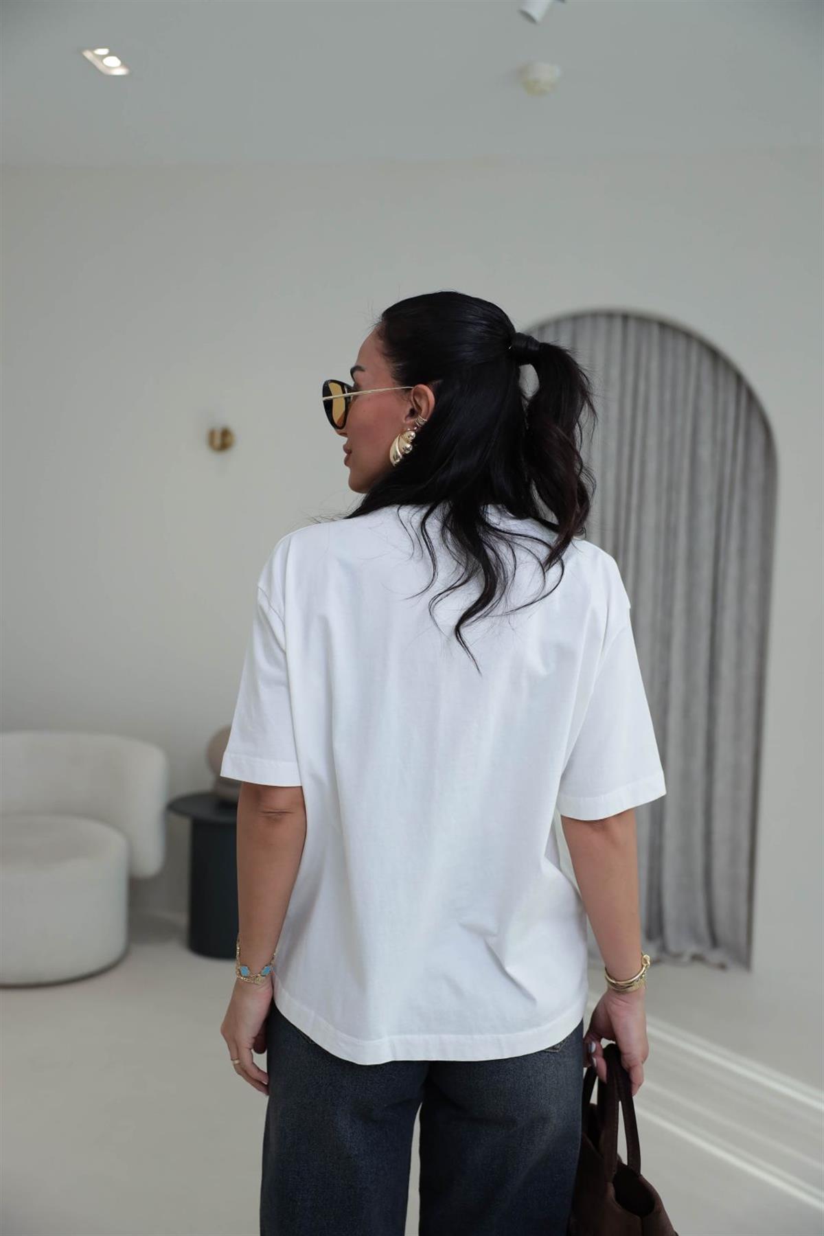 1028 Butter Yellow Pamuklu Tshirt KREM