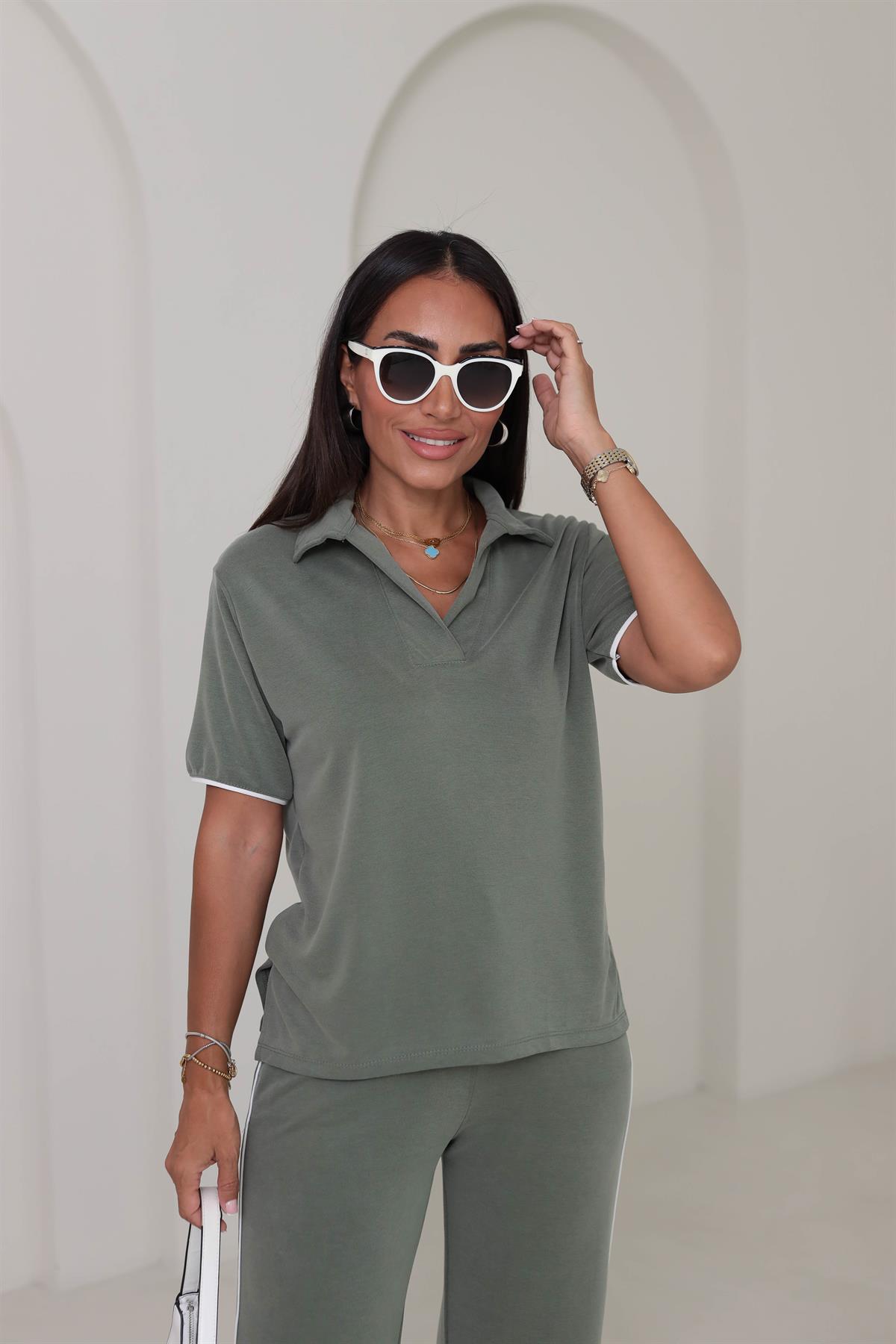 Polo Yaka Biyeli Pike Modal Takım HAKİ YEŞİL