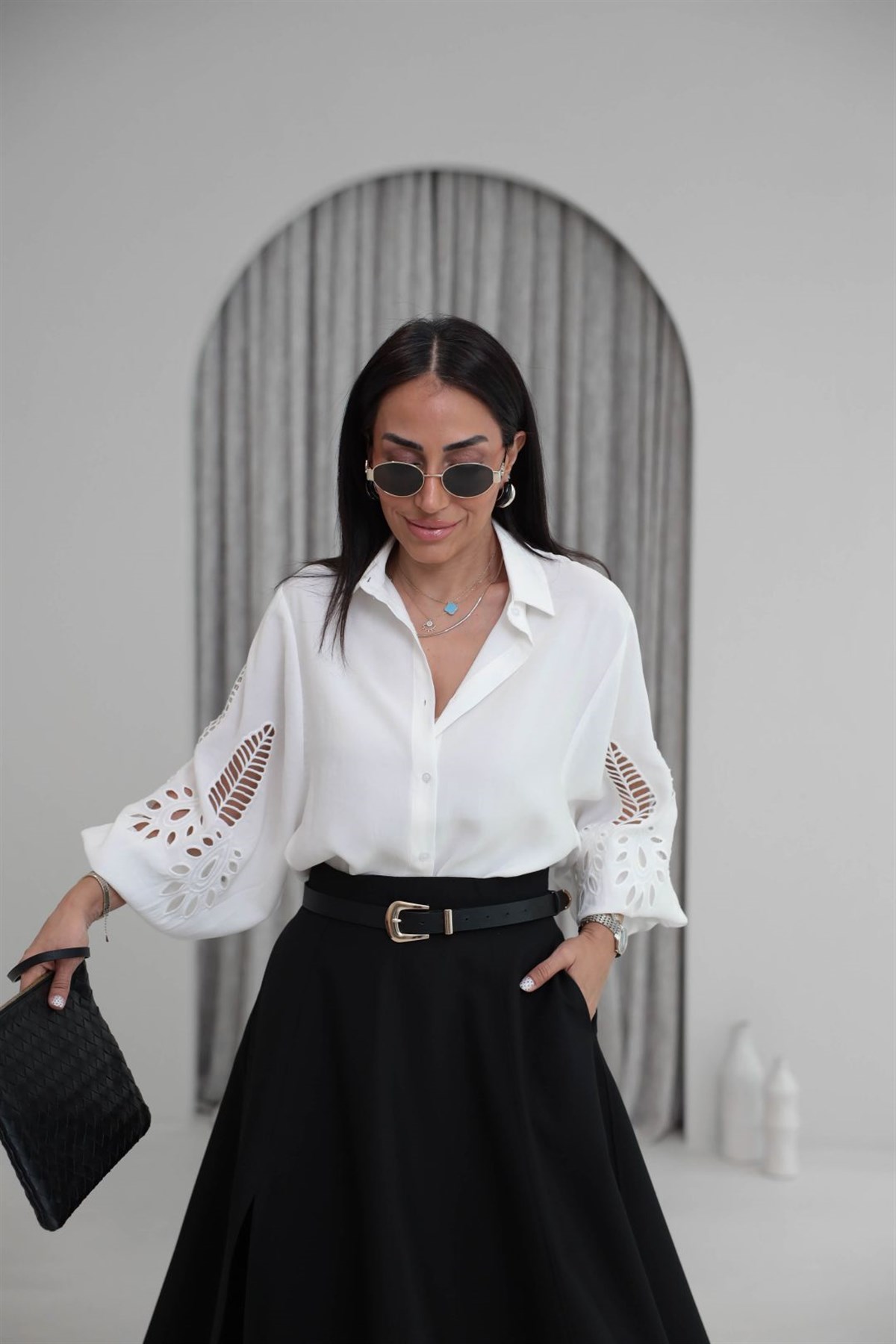 Kolları Fisto Detaylı Gömlek EKRU