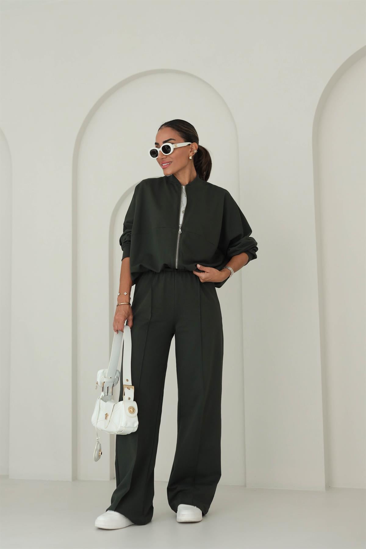 8606 Fermuar Detaylı Sweat Eşofman Takım