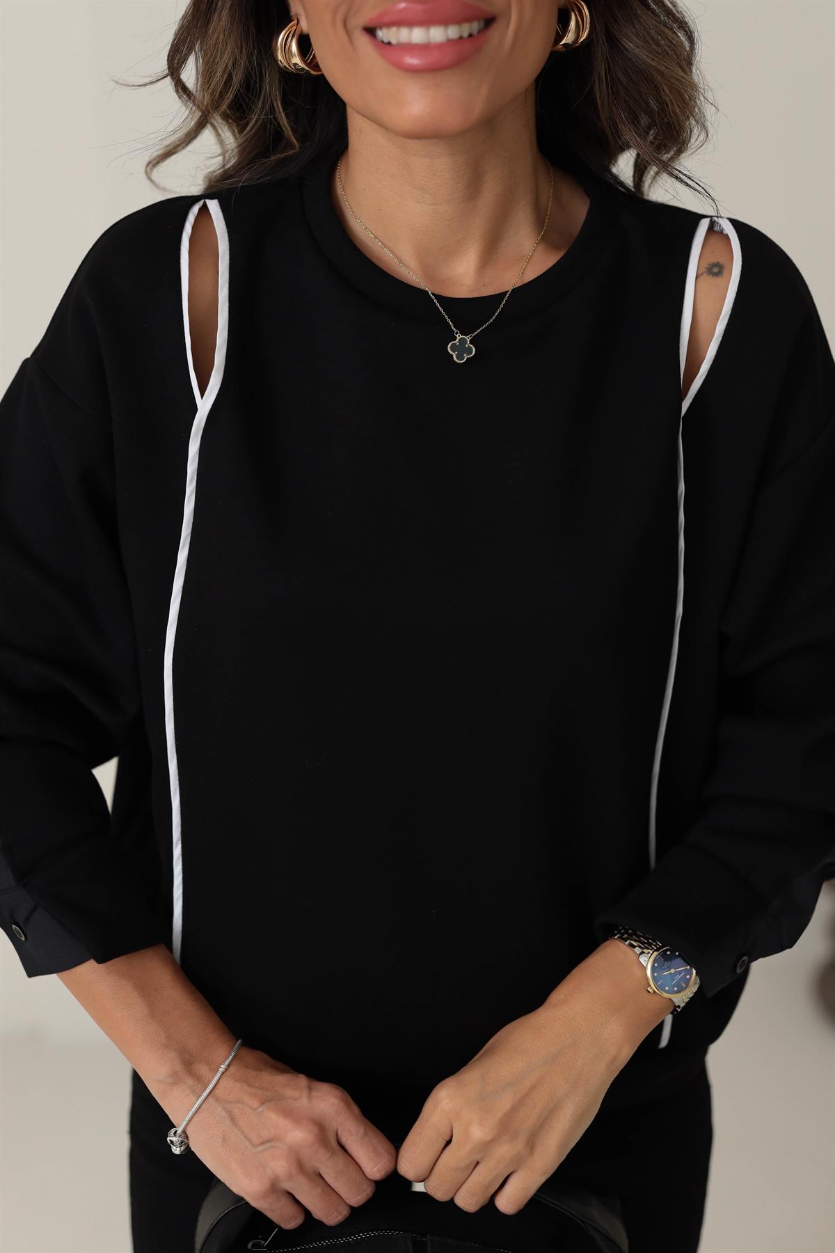 2963 Omzu Pencere Detaylı Modal Sweatshirt