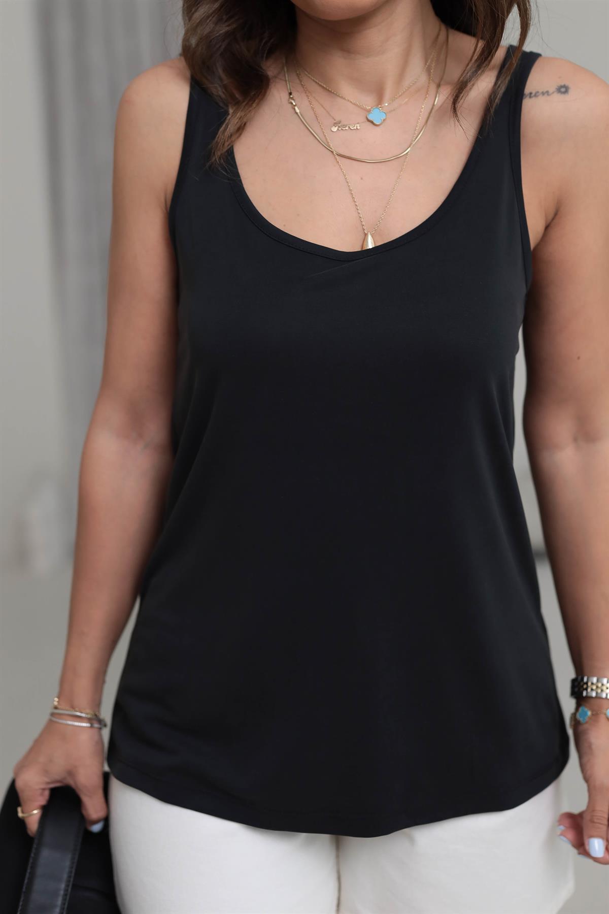 1121 Kalın Askılı Yumuşak Dokulu Dökümlü Atlet ANTRASİT