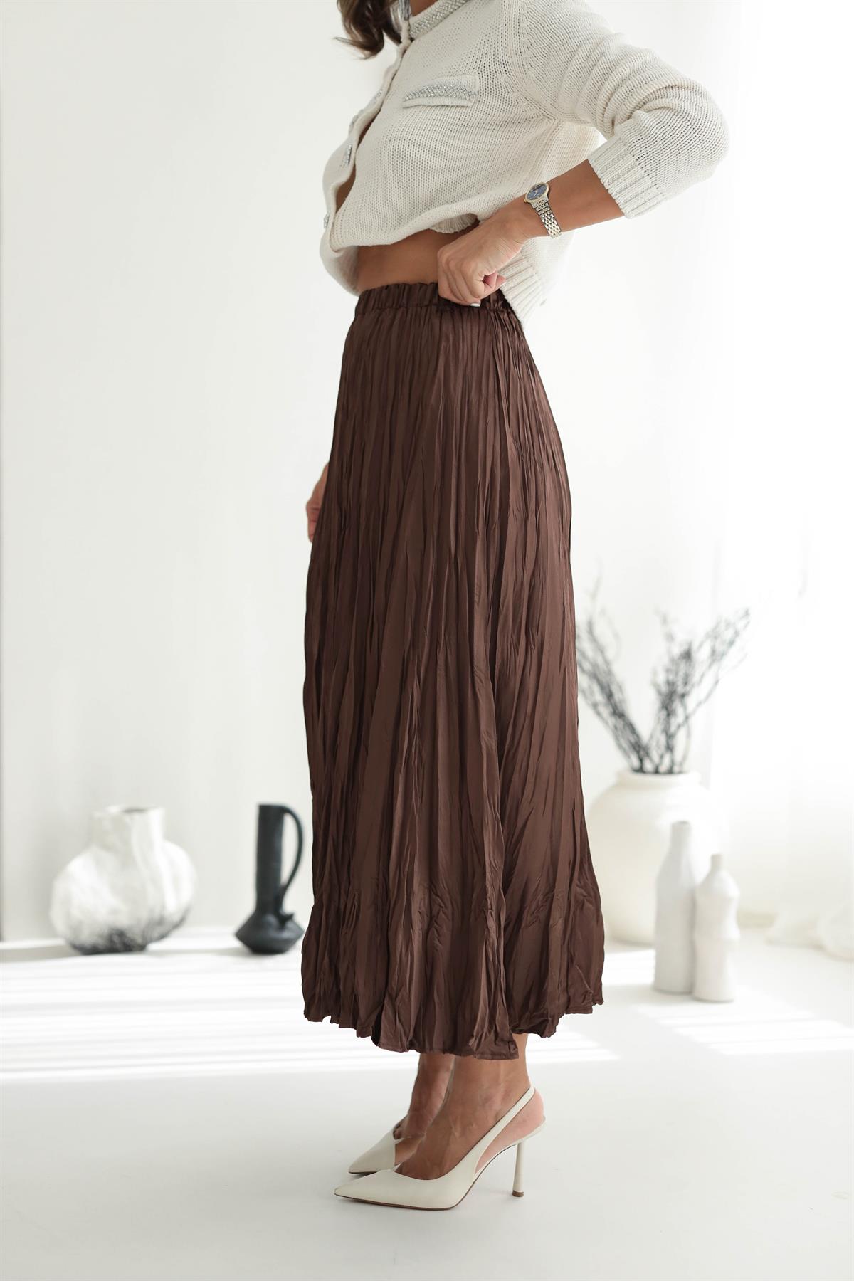 6571 Kraşlı Etek KAHVE