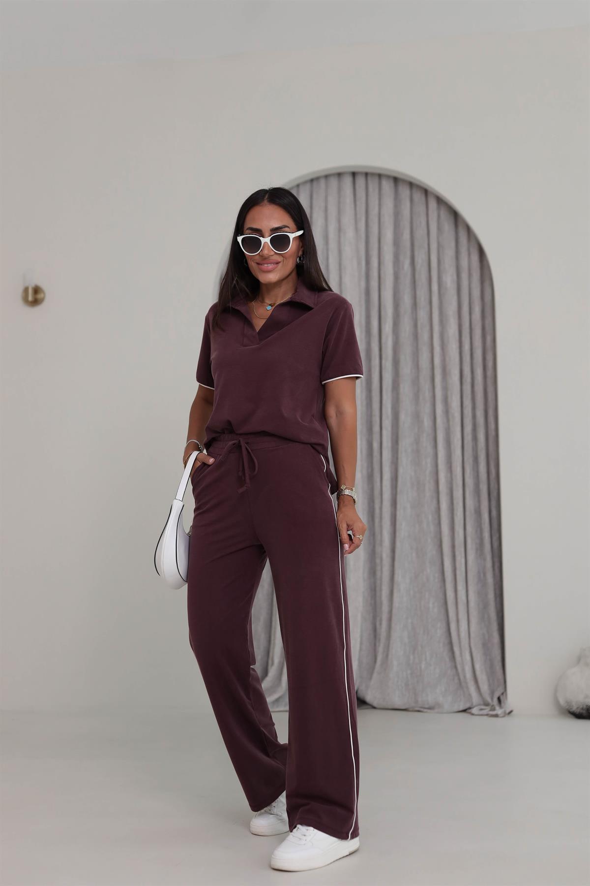 Polo Yaka Biyeli Pike Modal Takım MÜRDÜM