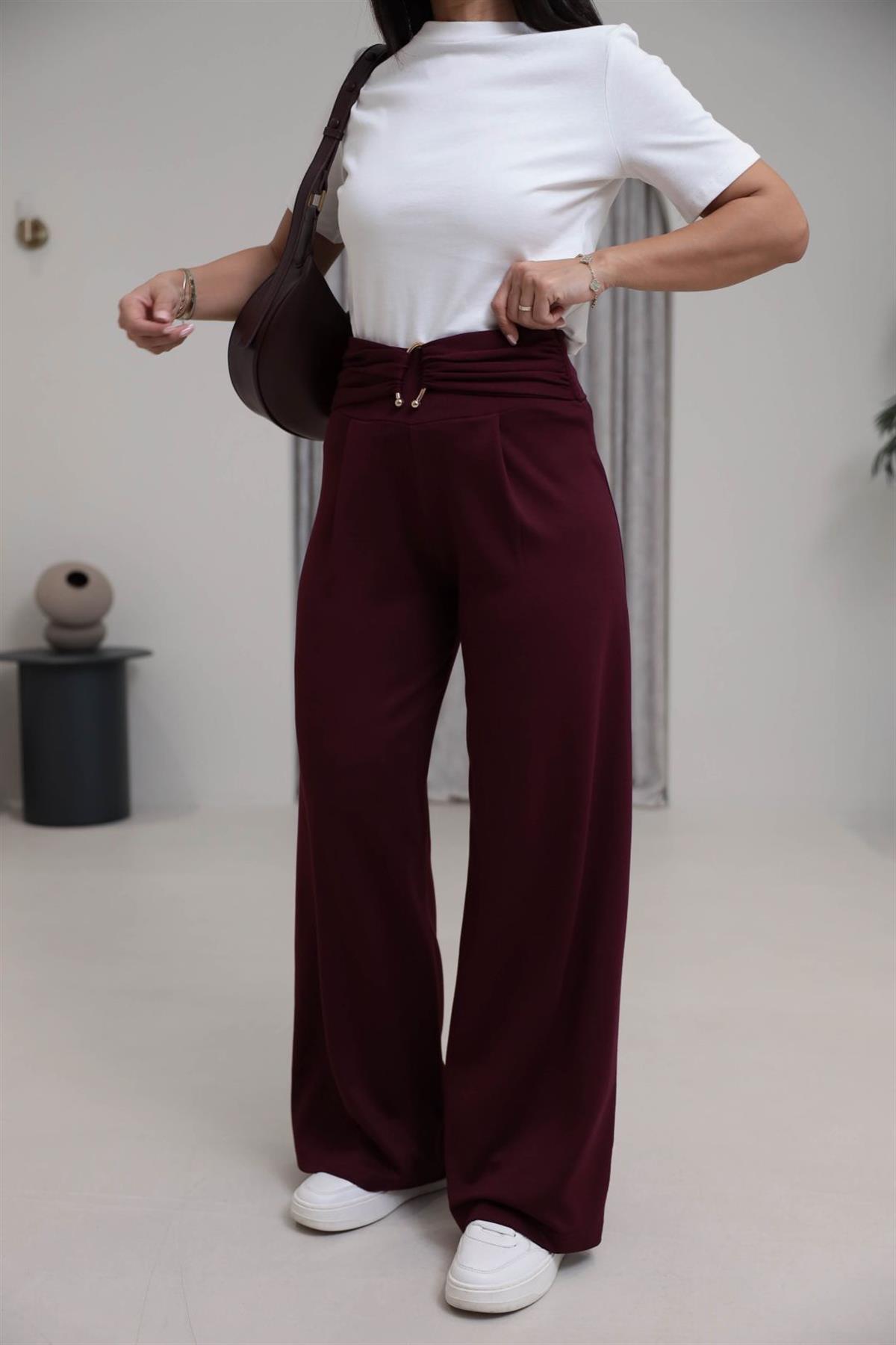 9888 Toka Detay Modal Pantolon BORDO