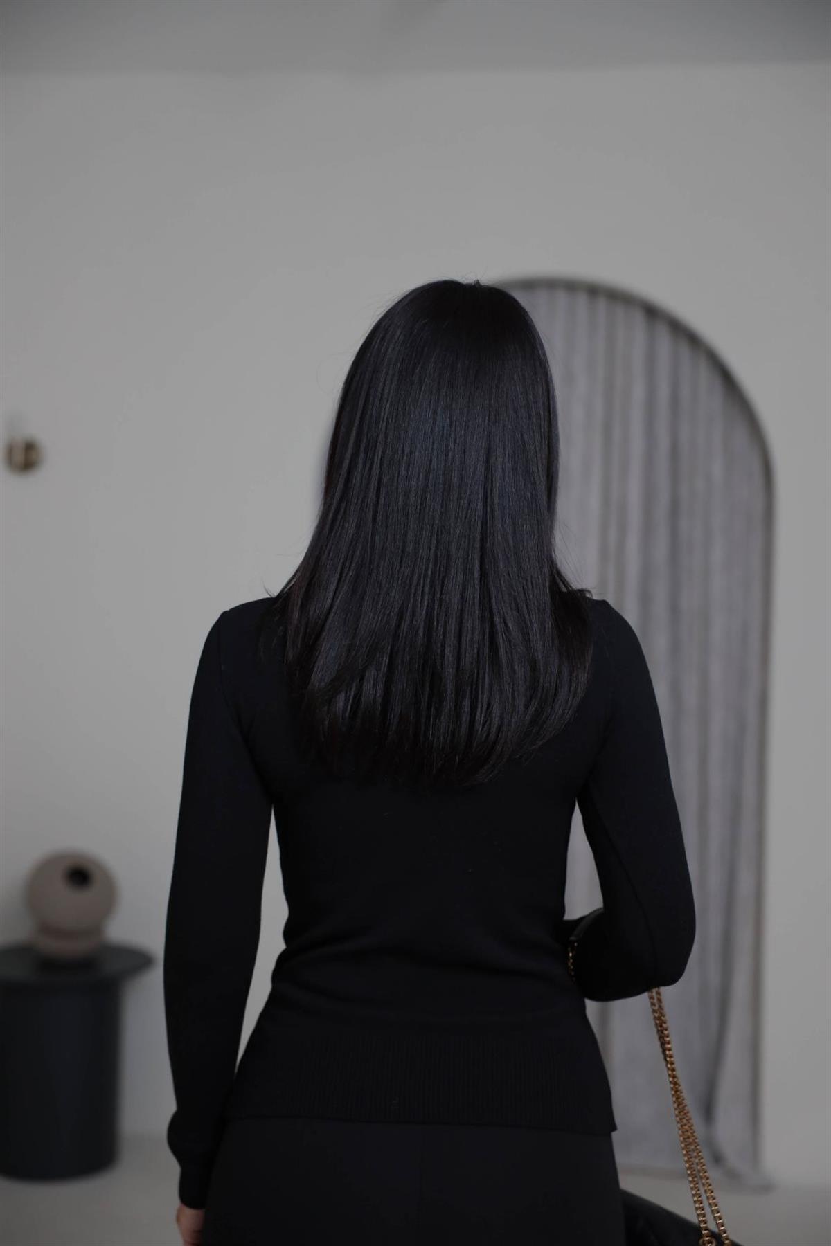 013 Balıkçı Yaka Triko Kazak SİYAH