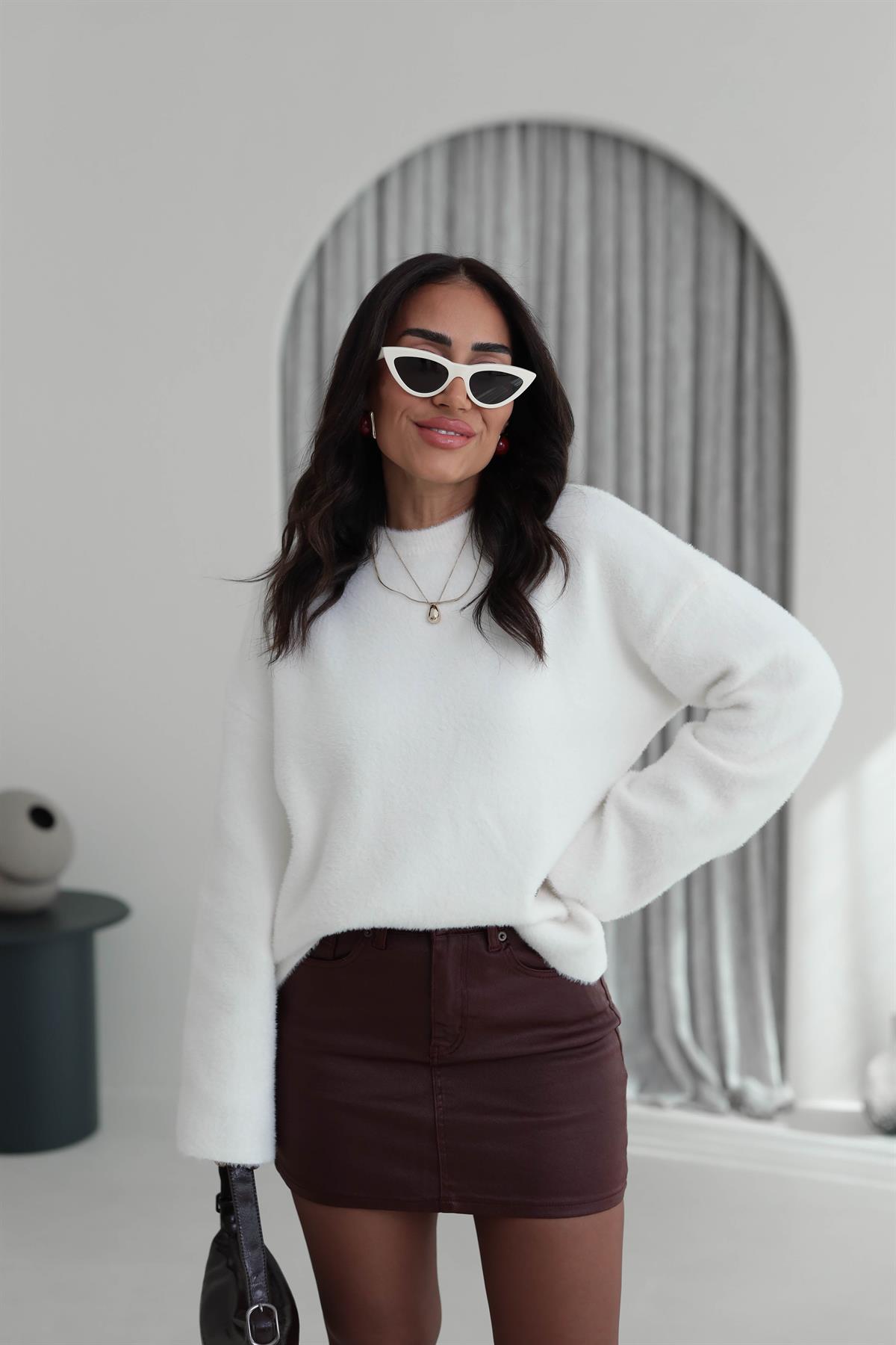 5256 Bisiklet Yaka Angora Triko EKRU