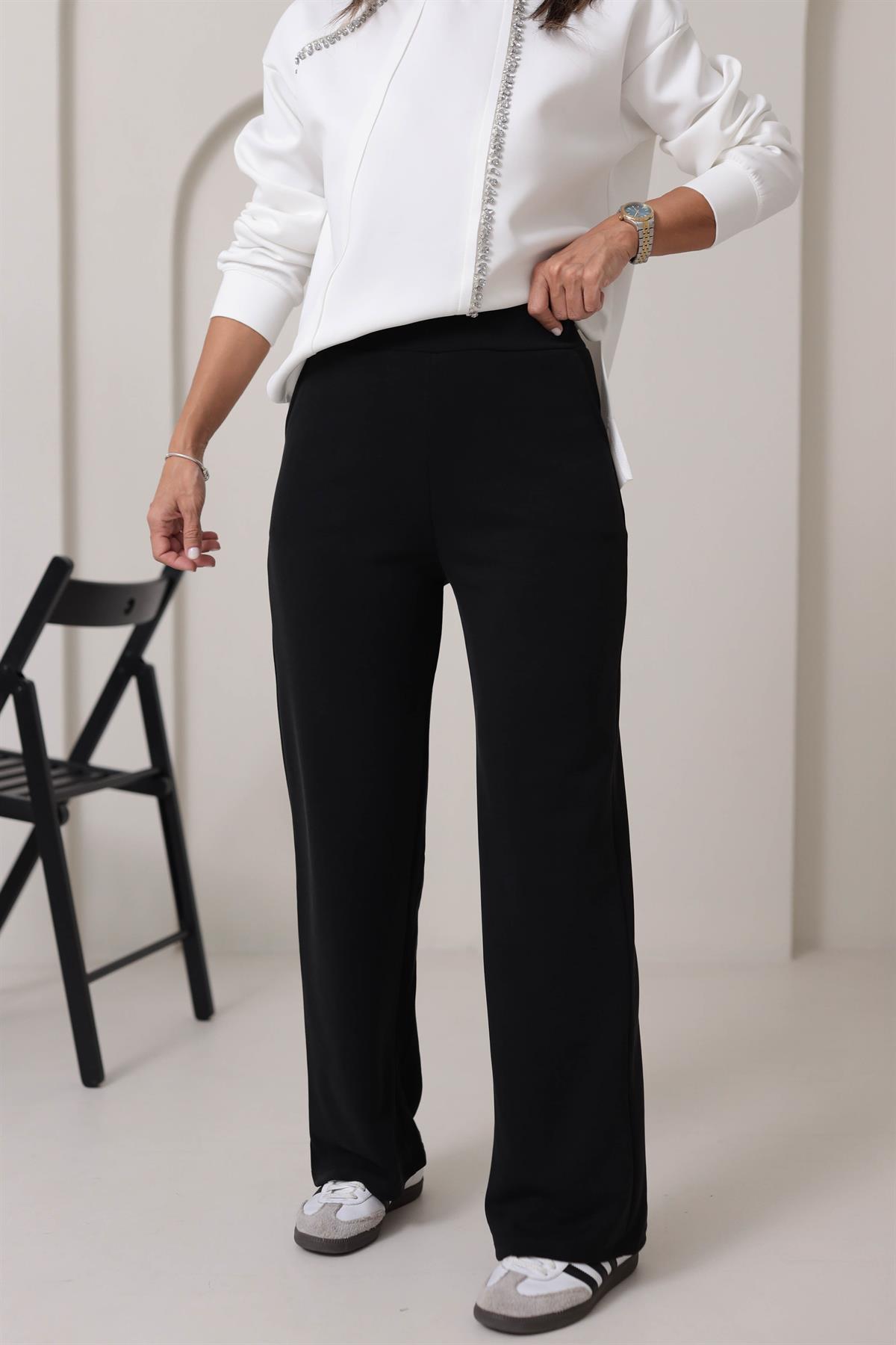 Modal Kumaş Palazzo Pantolon SİYAH