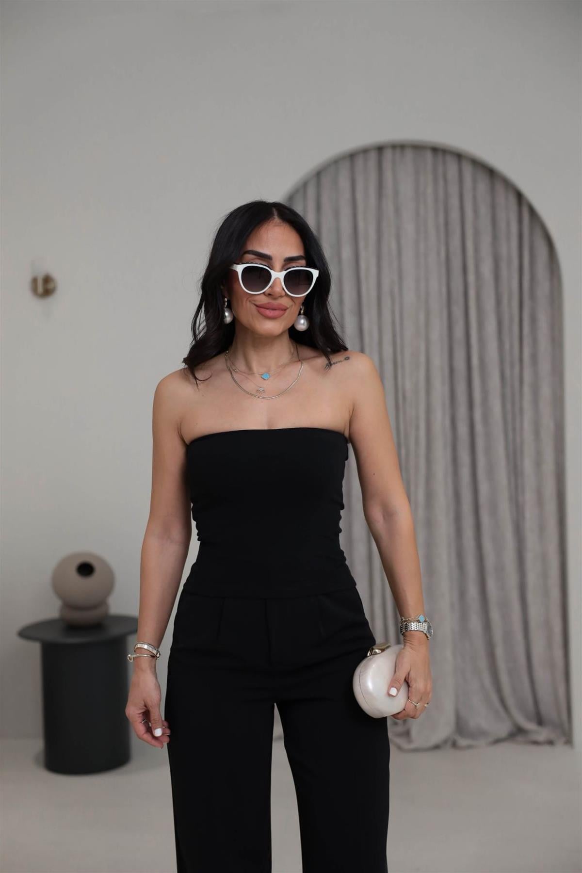 0659 Pamuklu Straplez Body SİYAH