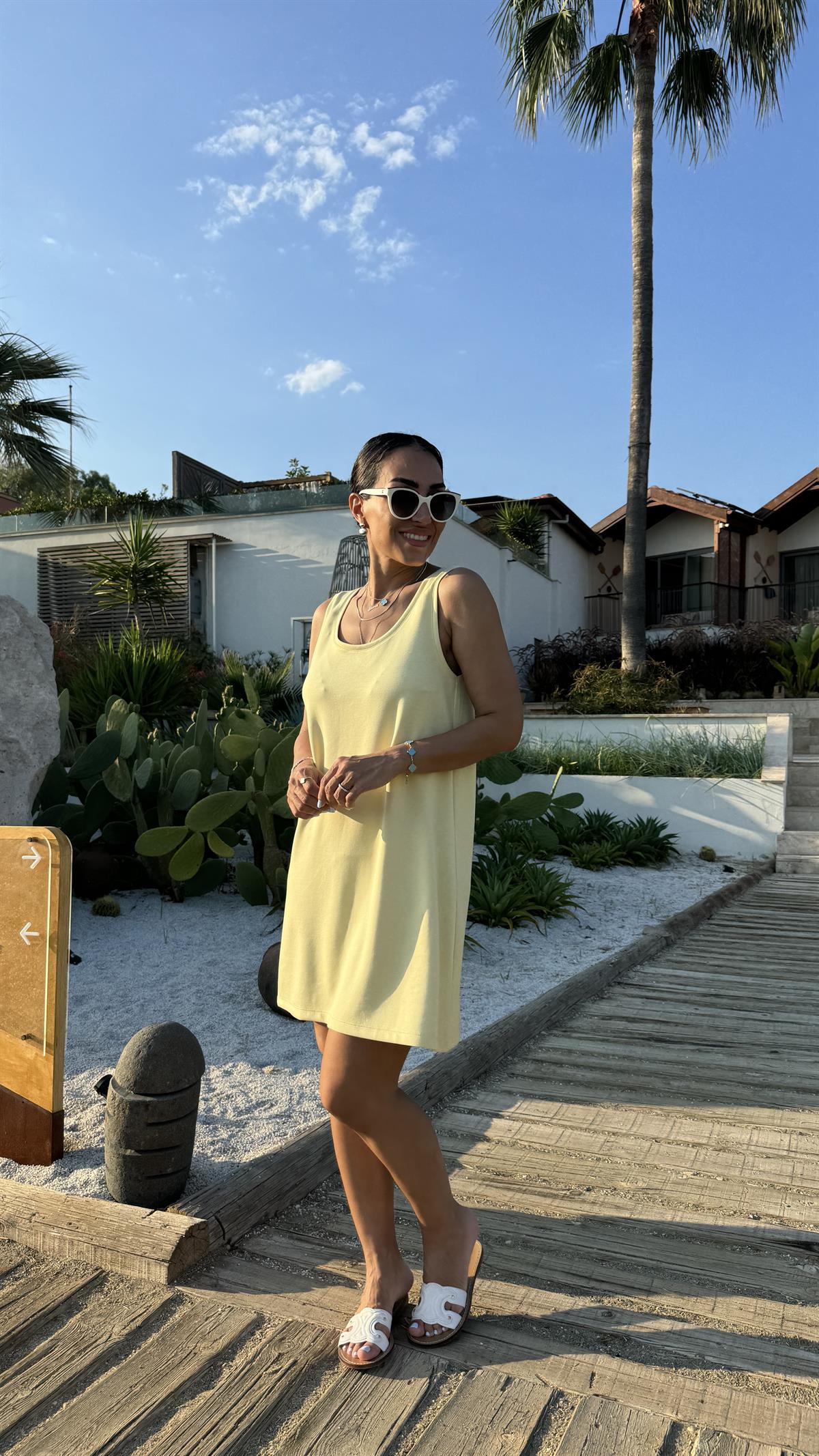 6508 Askılı Modal Elbise SARI