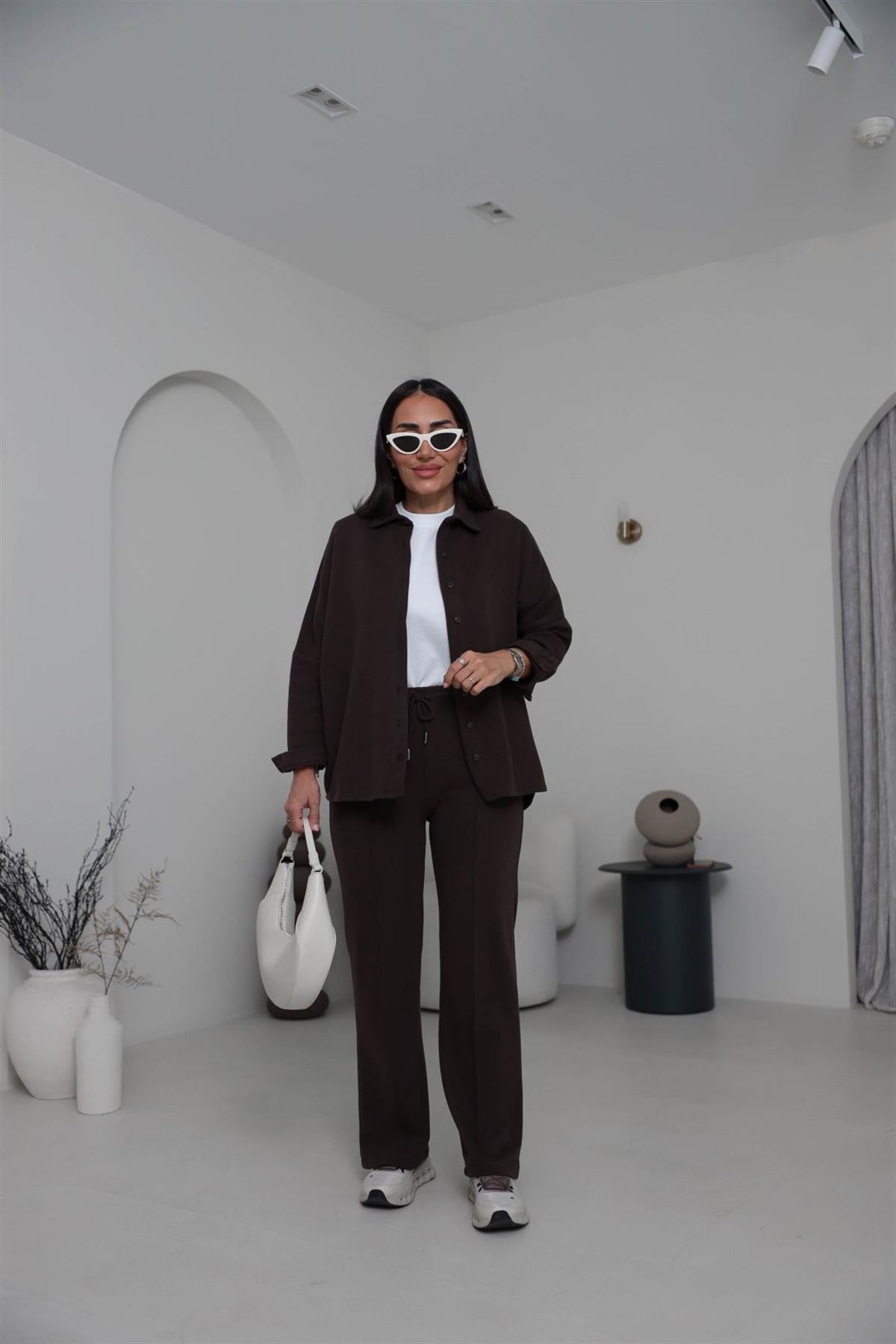 2241 Selanik Kumaş Gömlekli Takım KAHVE