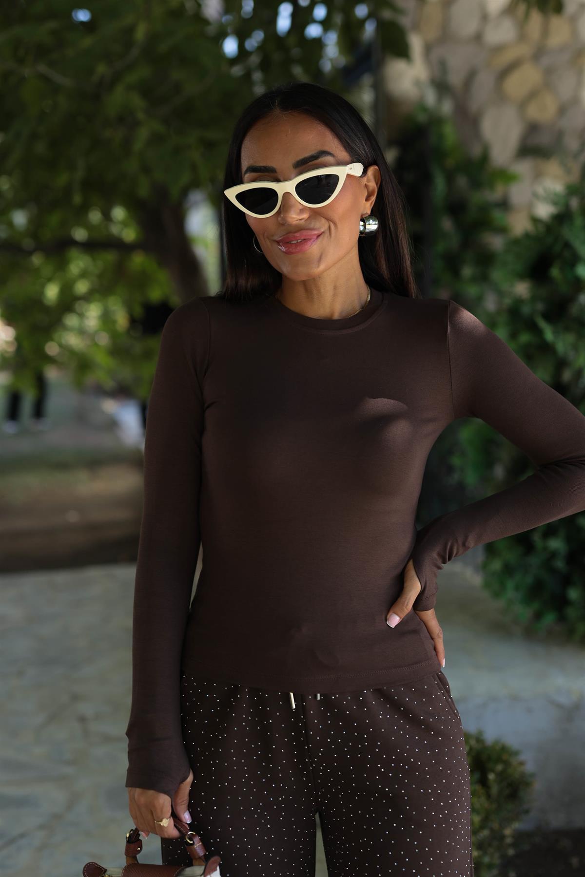 139 Parmak Geçmeli Yumuşak Doku Body KAHVE