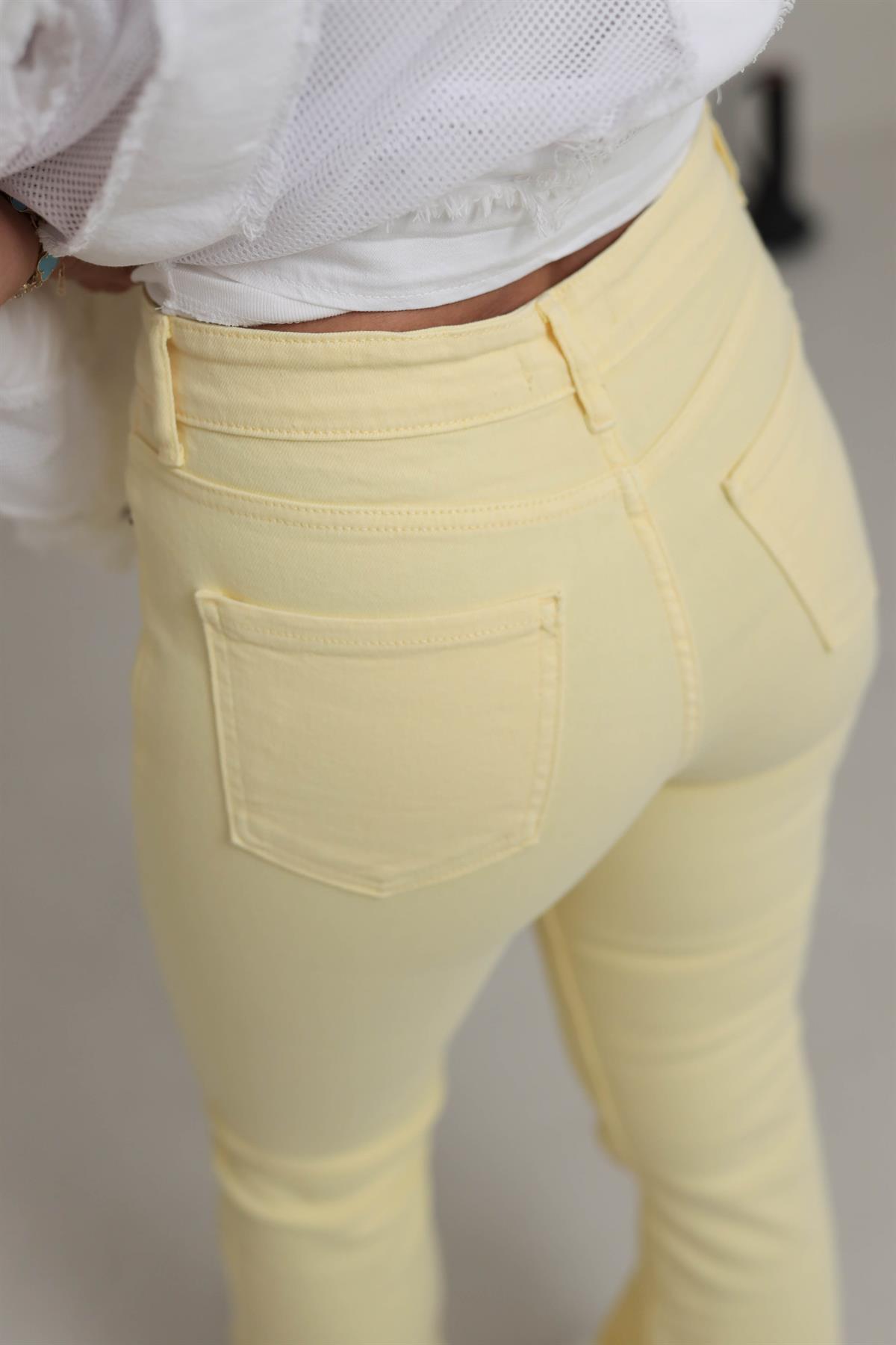1826 İspanyol Paça Yüksek Bel Kot Pantolon SARI