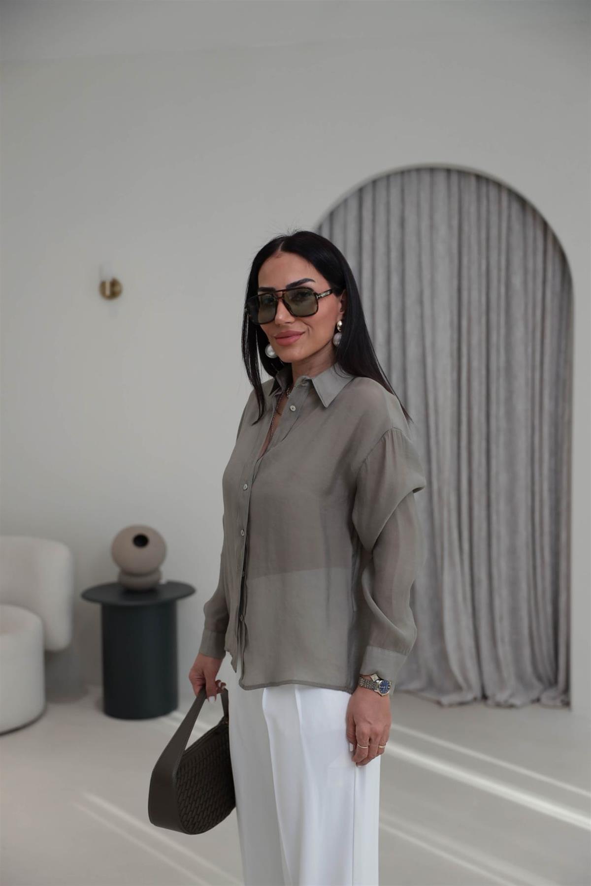 7393 Transparan Gömlek HAKİ YEŞİL